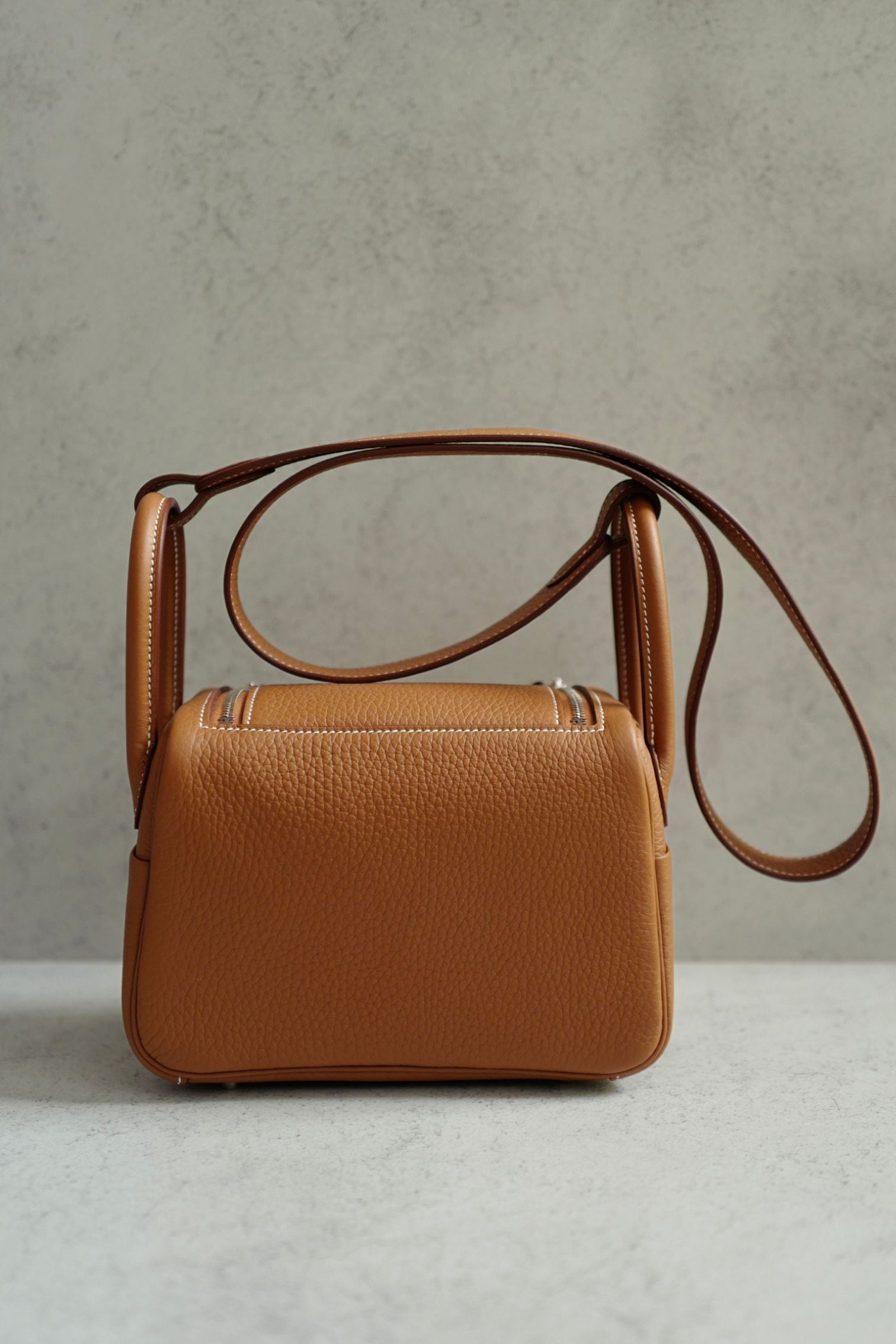 New Hermès Mini Lindy Gold Clemence Leather Palladium Hardware