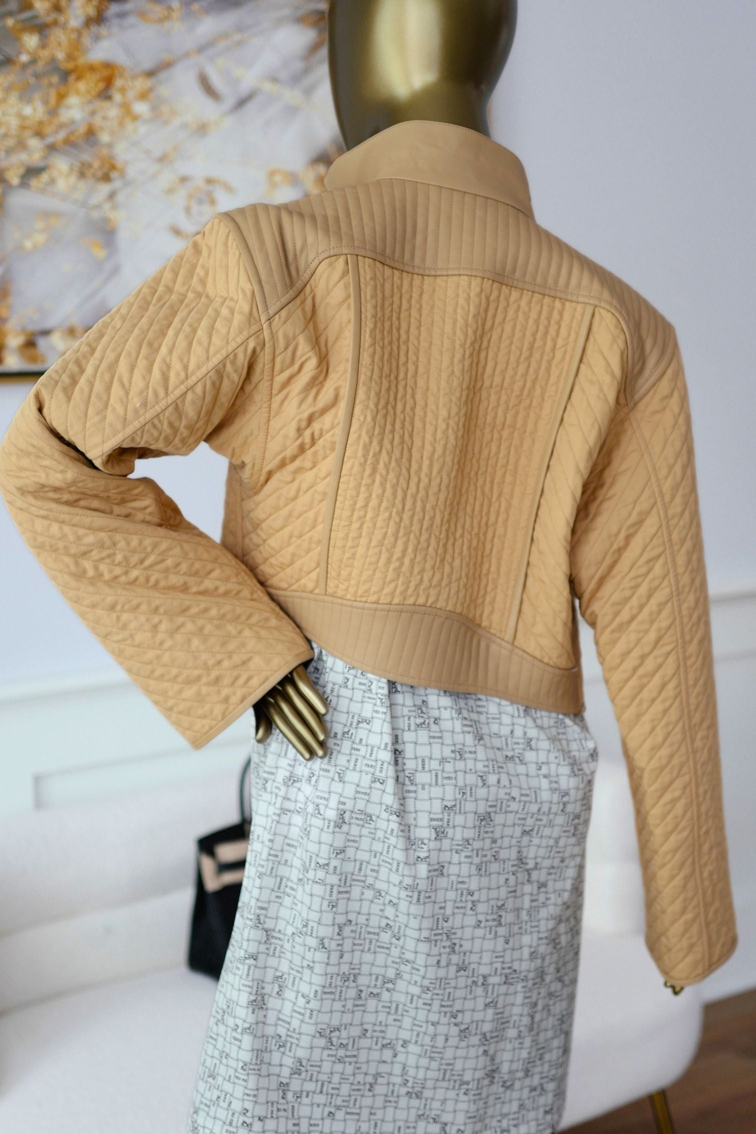 NEW Hermès Quilted Outdoor Jacket Beige Cajou size 36