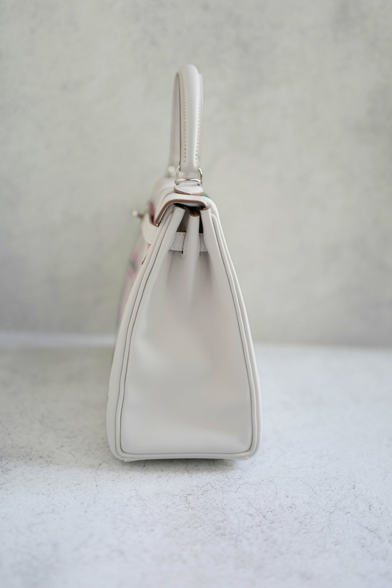 BNIB Hermès Kelly 25 Sellier Tartan Pattern White Leather Handbag With Palladium Hardware