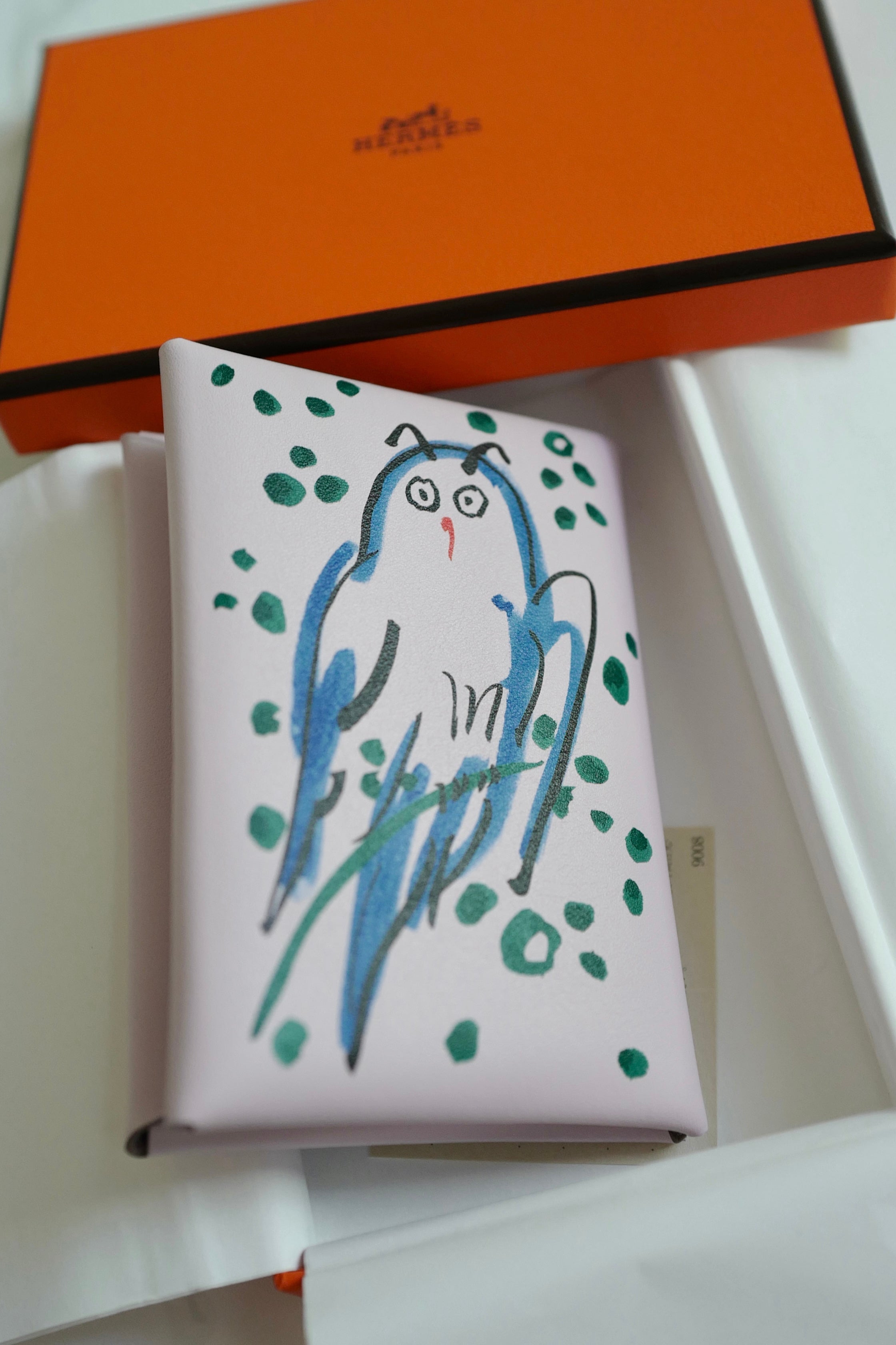 BNIB Hermes Calvi Duo in Spring Owl Veau Swift Card Holder PHW