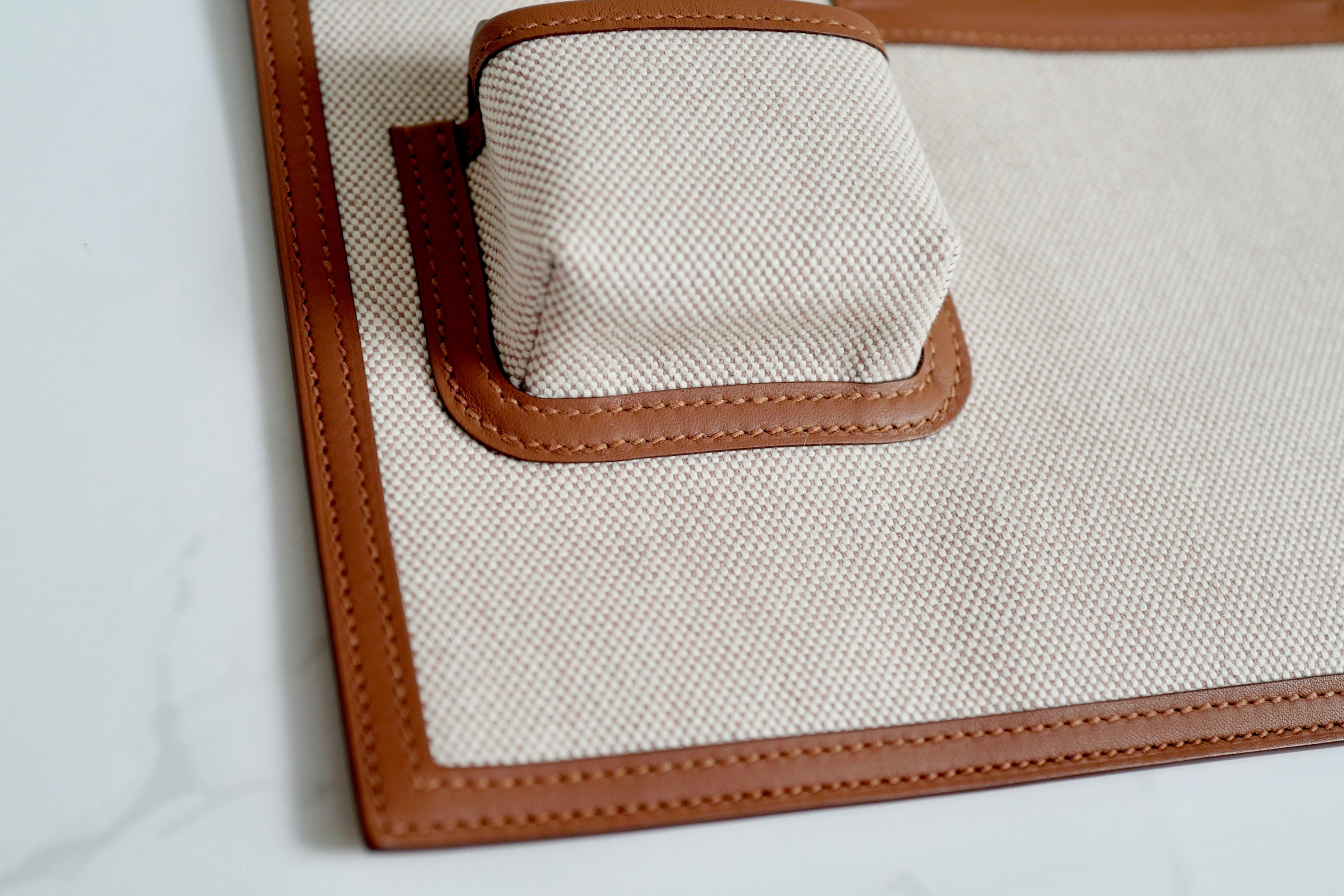 BNIB Hermès H Swift Canvas Cargo Travel Pouch in Ecru-Gold with Palladium HW