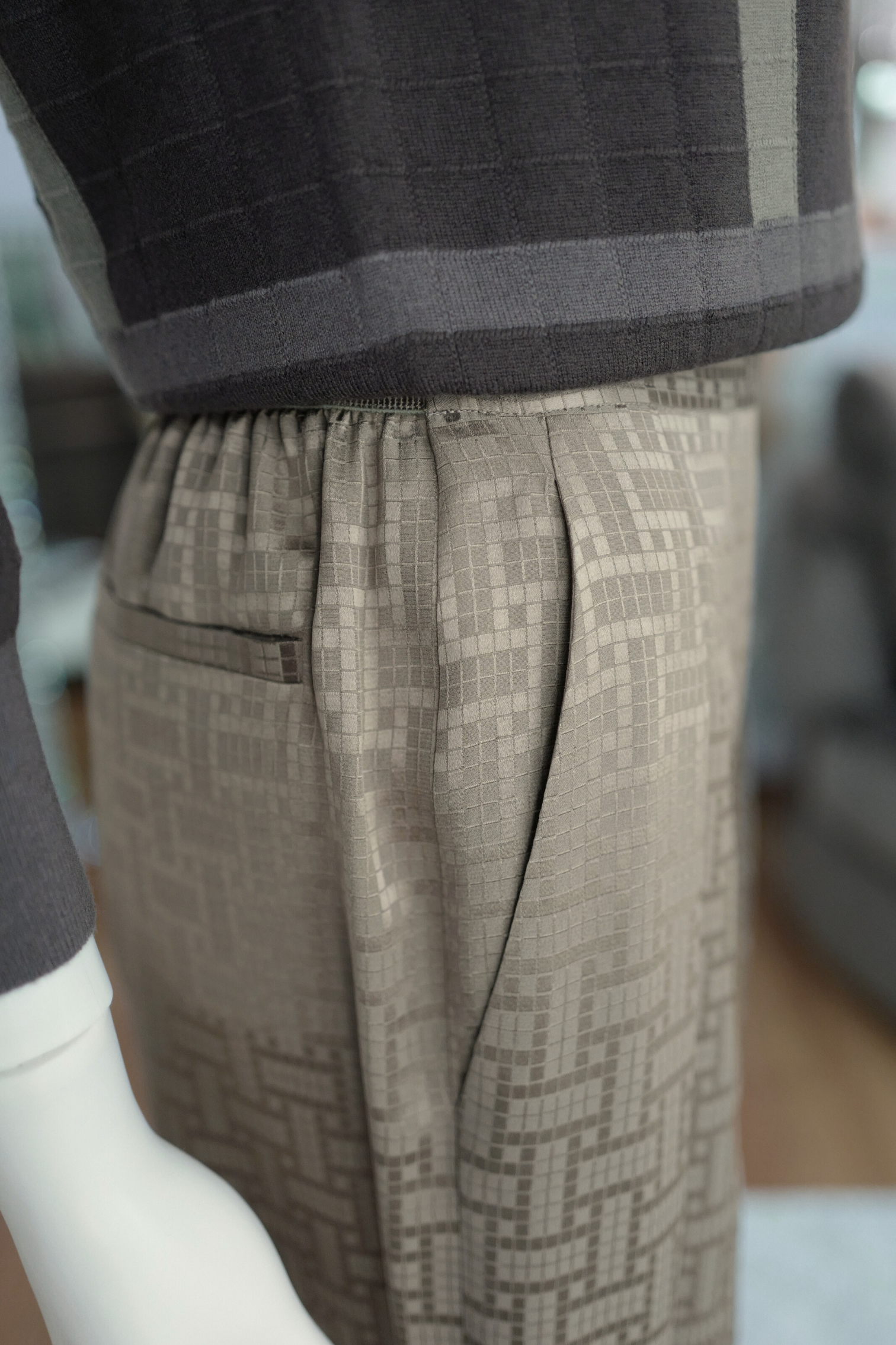 NEW Hermès "Mosaique" Wide Leg Pants Etoupe Size 34