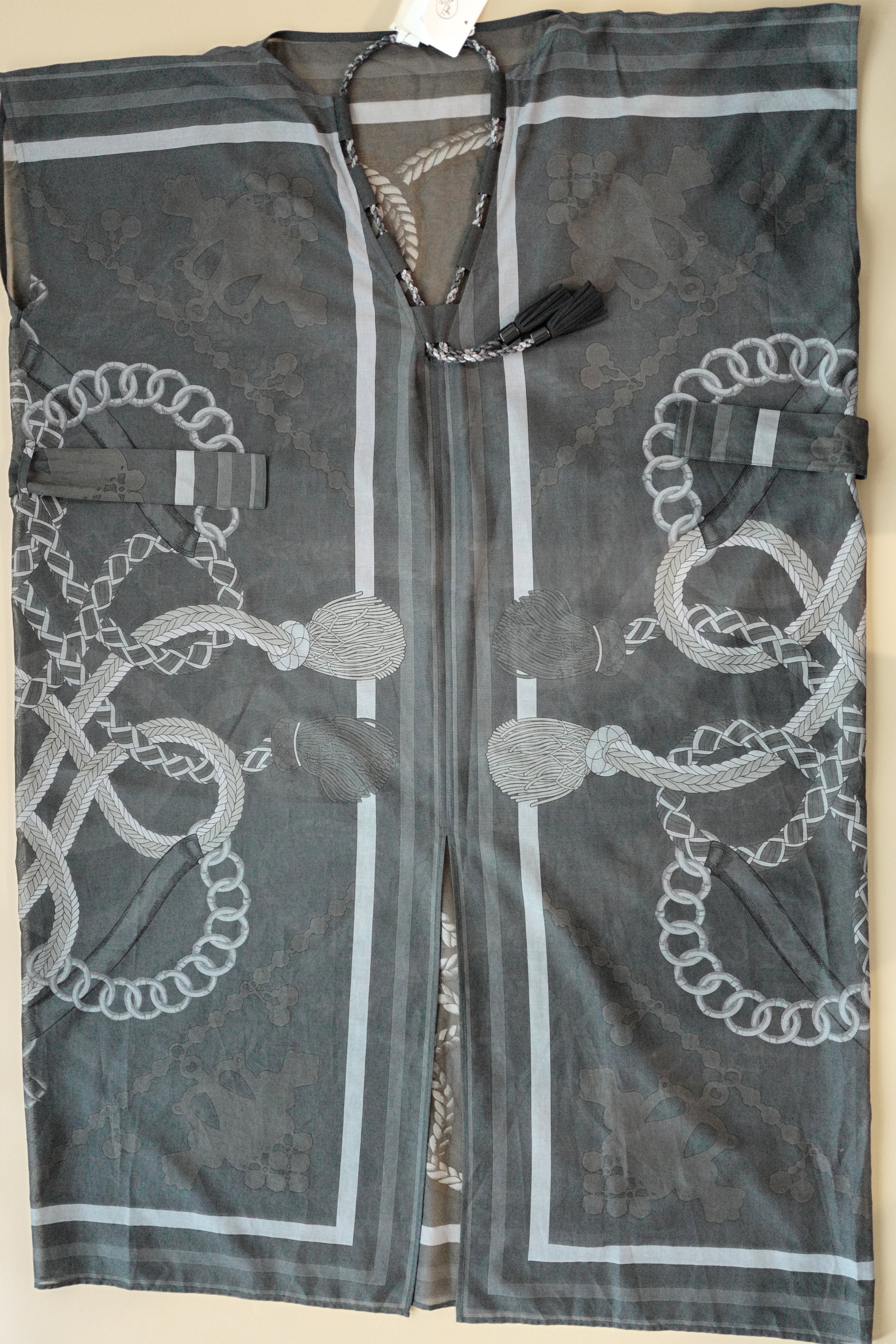 NEW Hermès Palefroi Remix Maxi Caftan Dress Gris Charbon Size 36 Beachwear
