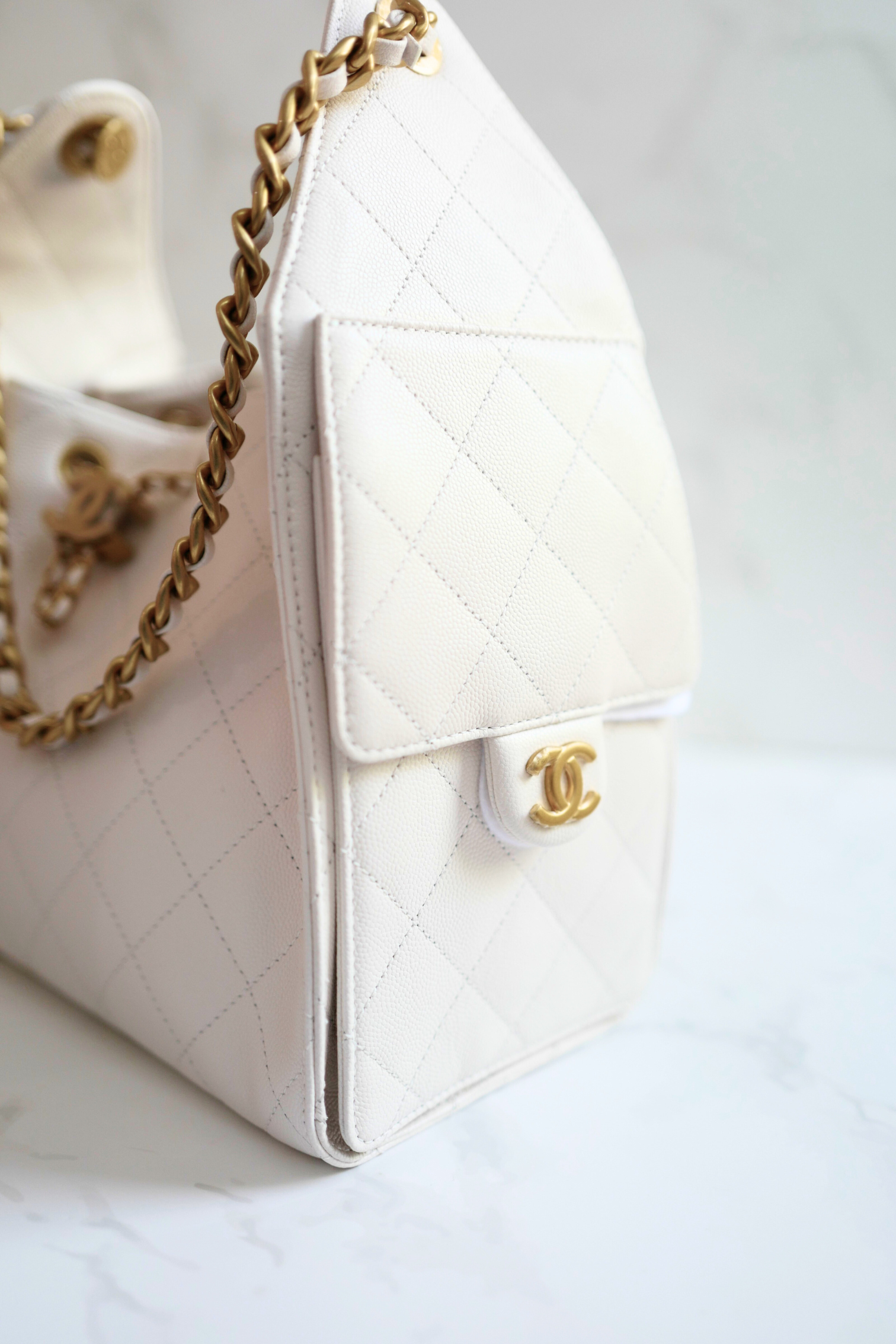 NEW Chanel Hobo Bag Small White Calfskin 25A Gold Hardware