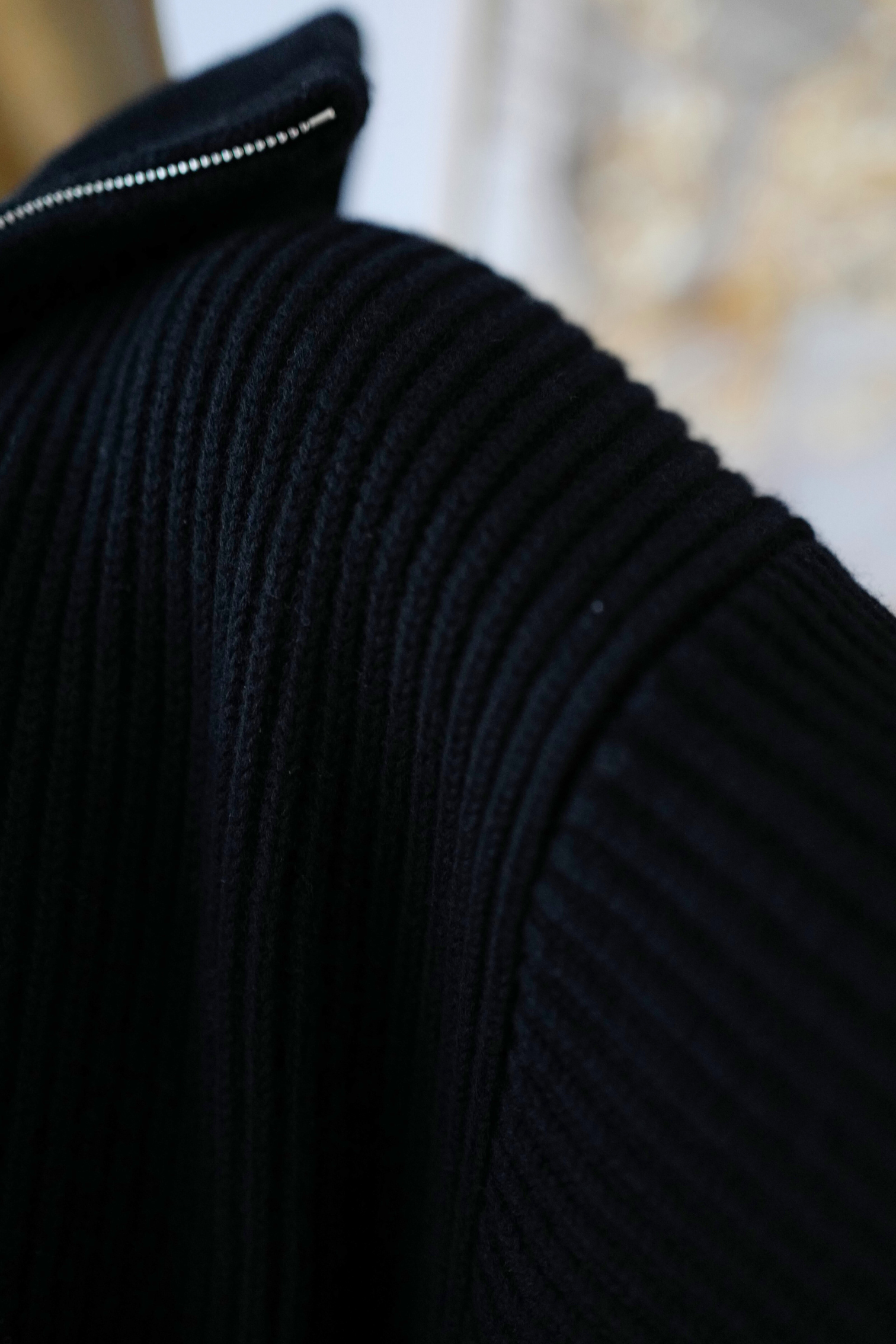 NEW Hermès Blouson Cardigan H Pockets Black Size 36 Wool Jacket
