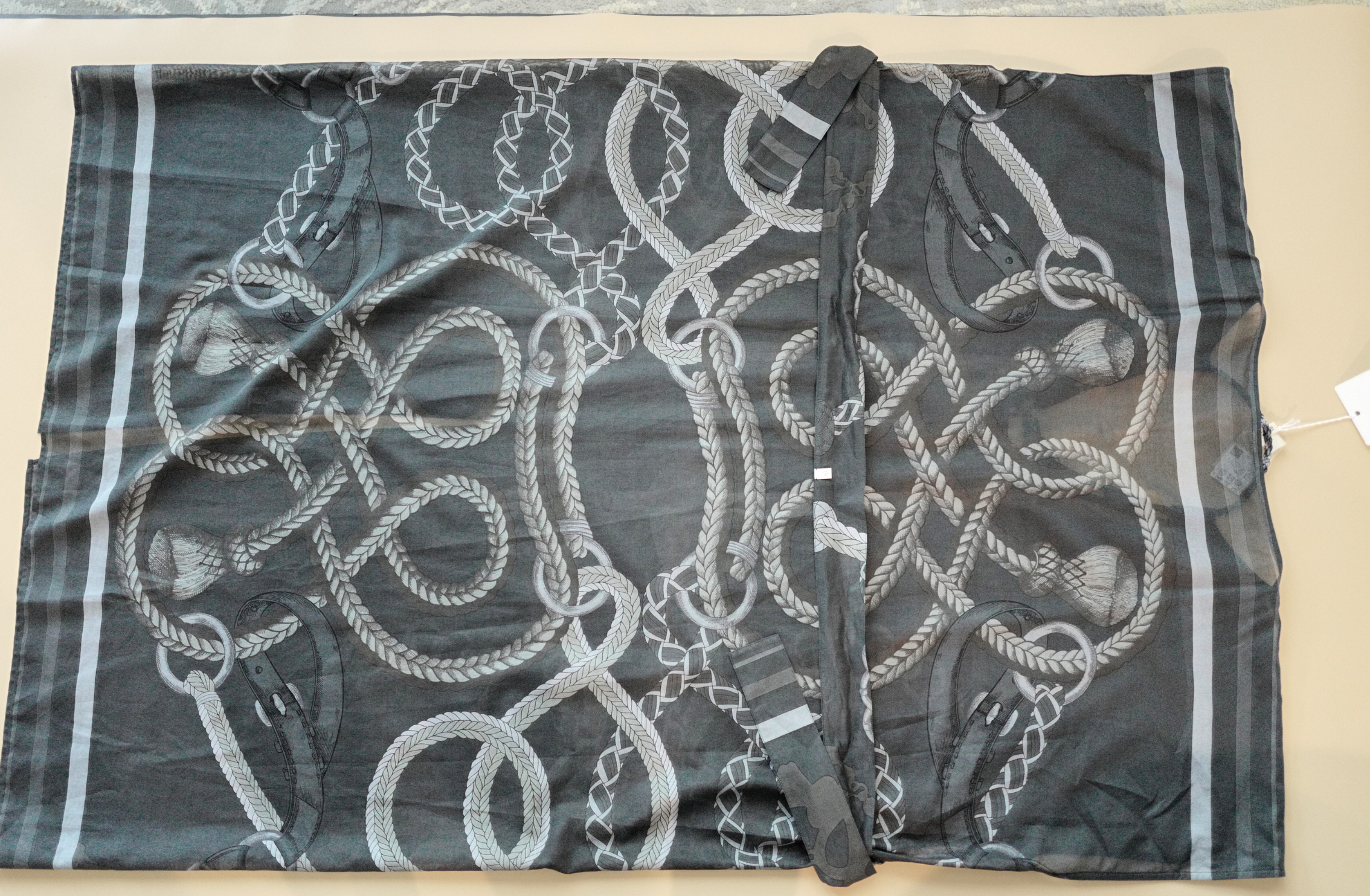 NEW Hermès Palefroi Remix Maxi Caftan Dress Gris Charbon Size 36 Beachwear