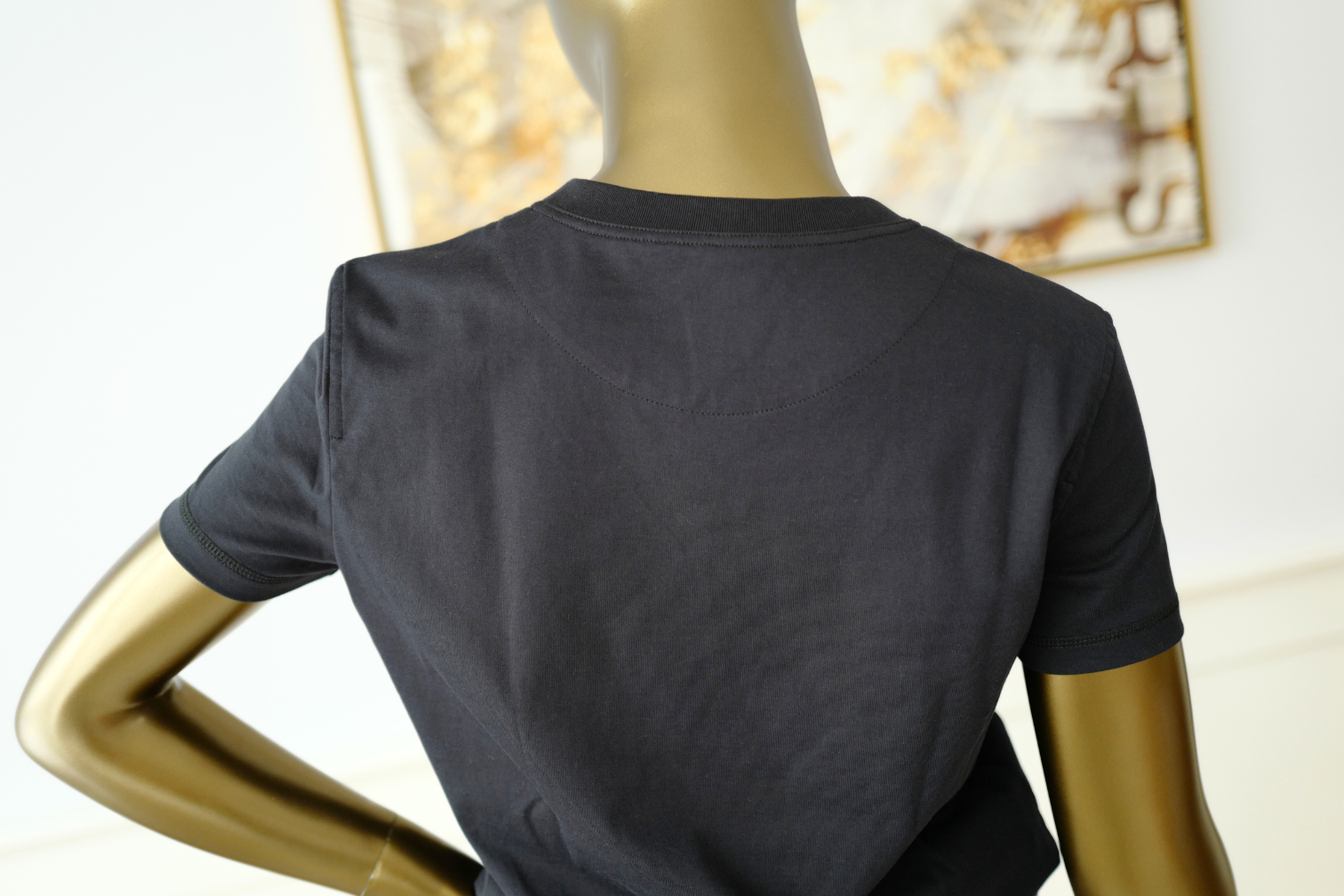 New Hermès Women’s Printed Straight T-Shirt Bleu Noir Size 36