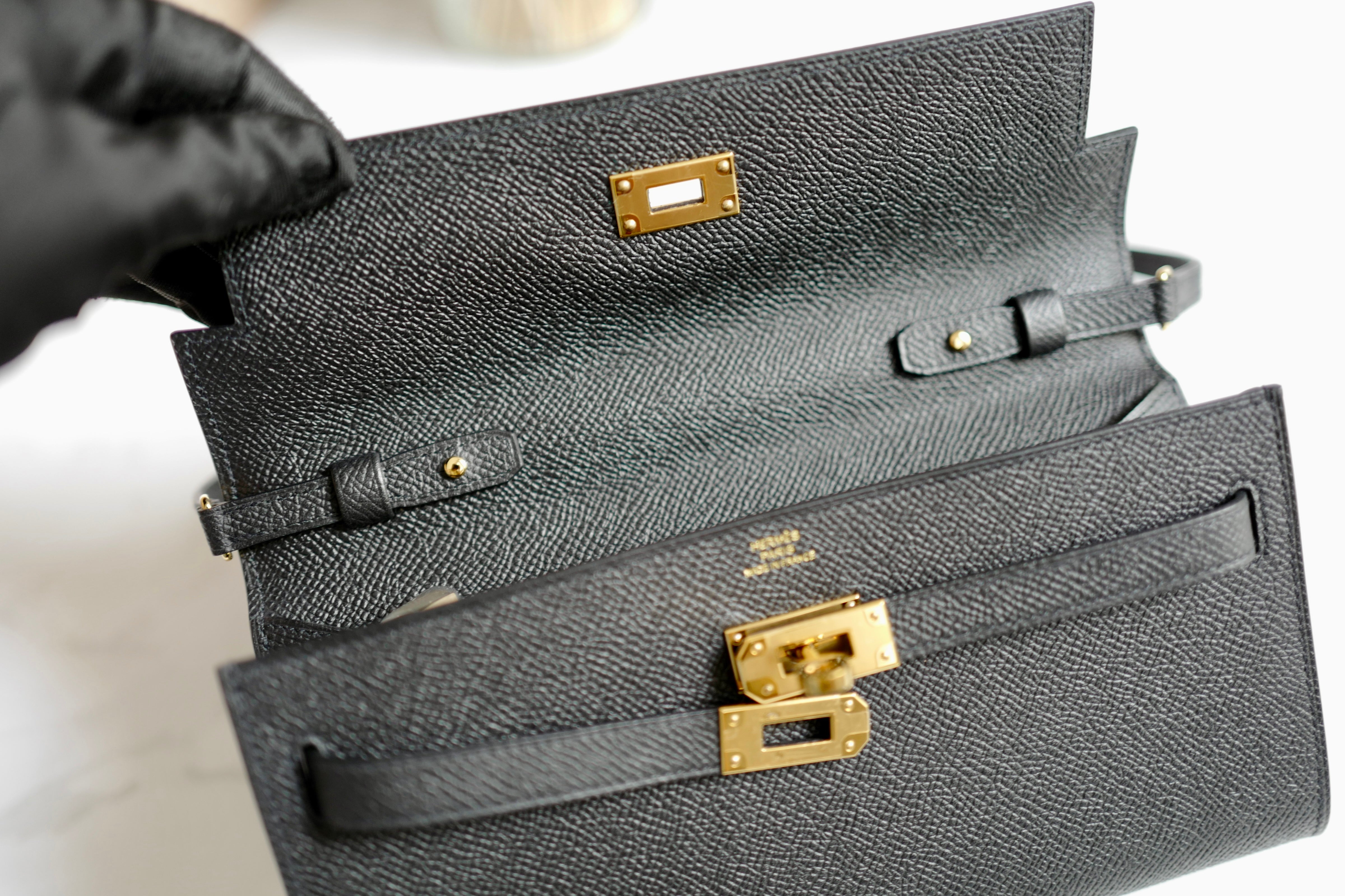 Hermes Sac Kelly To Go in Black Epsom Gold HW
