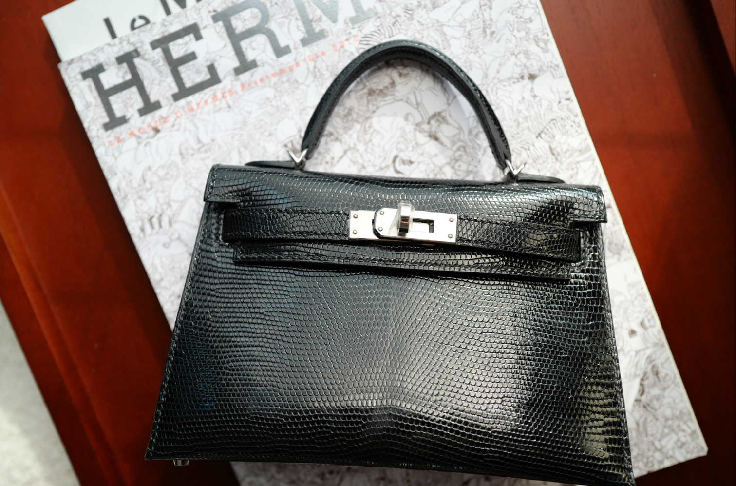 BNIB Hermès Mini Kelly 20 Noir Black Lizard Palladium Hardware Stamp W 2025