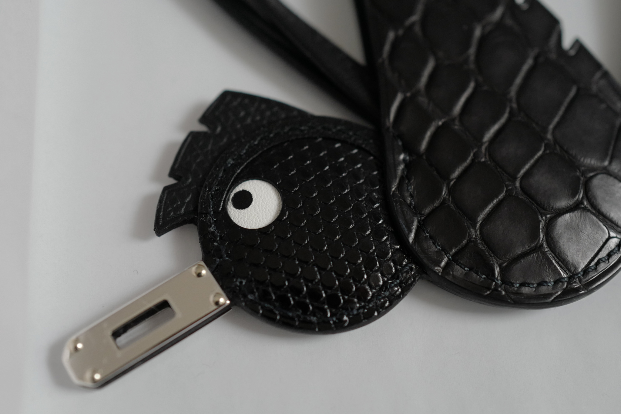 Hermès Birdy Charm Noir Alligator/Lizard/Epsom Calfskin Palladium Hardware
