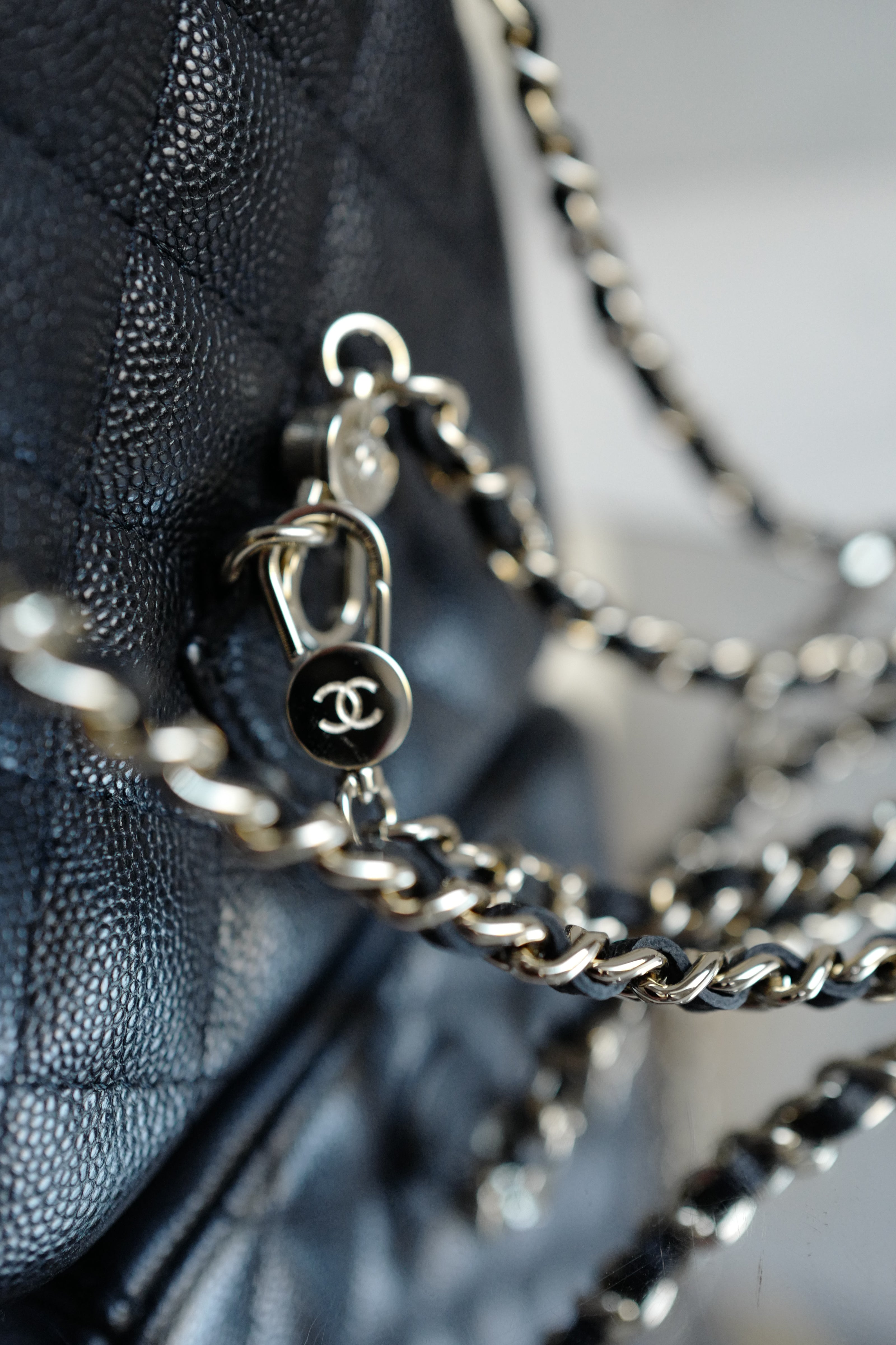BNIB Chanel 24C Mini Backpack in Black Grained Leather with Light Gold HW