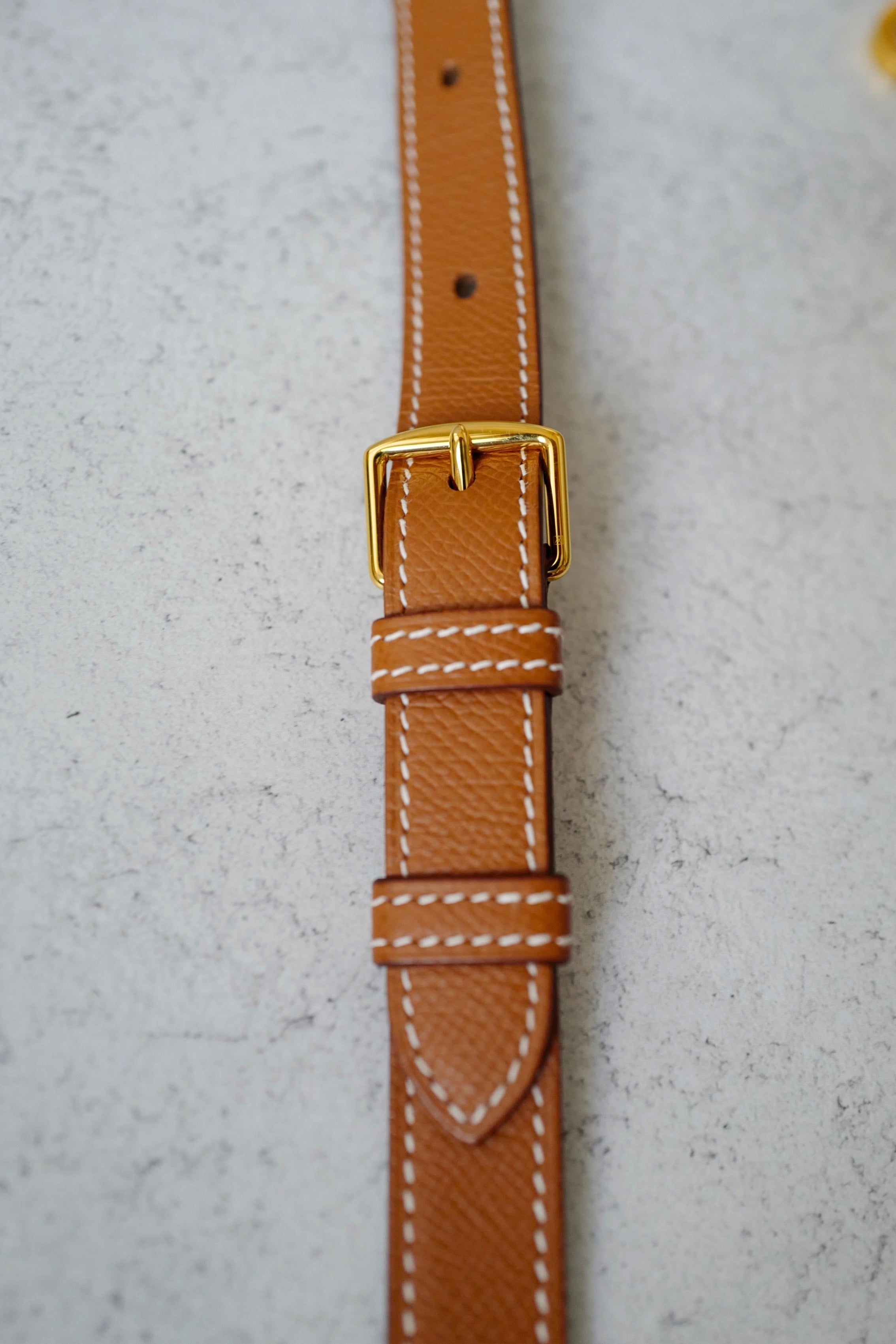 NEW Hermès Adjustable Strap 20mm 85-105 cm Bag Strap Gold Epsom Leather Gold HW