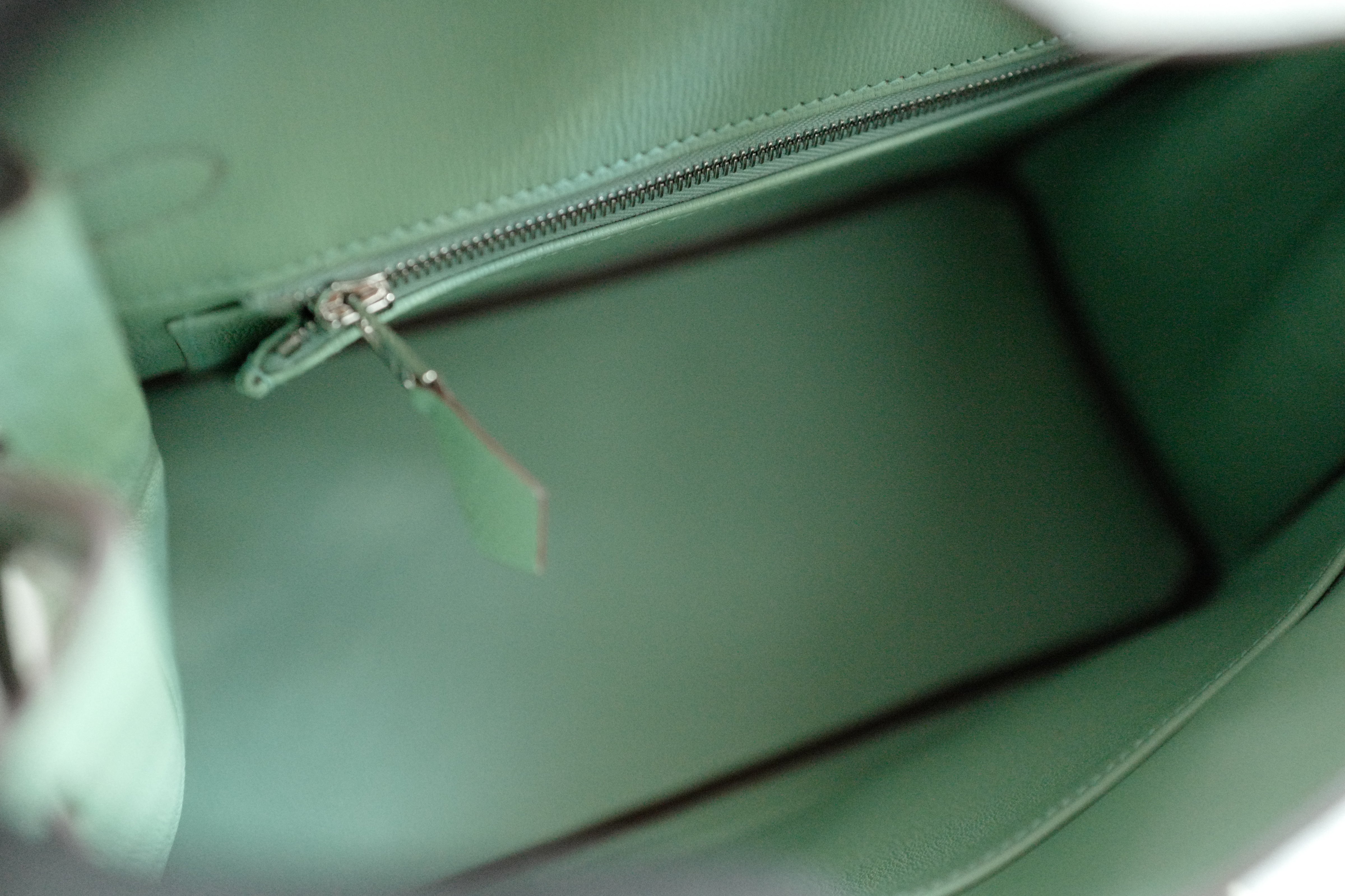 BNIB Hermes Birkin 25 HSS Gris Perle/Vert D’eau Matte Crocodile Brushed Palladium HW