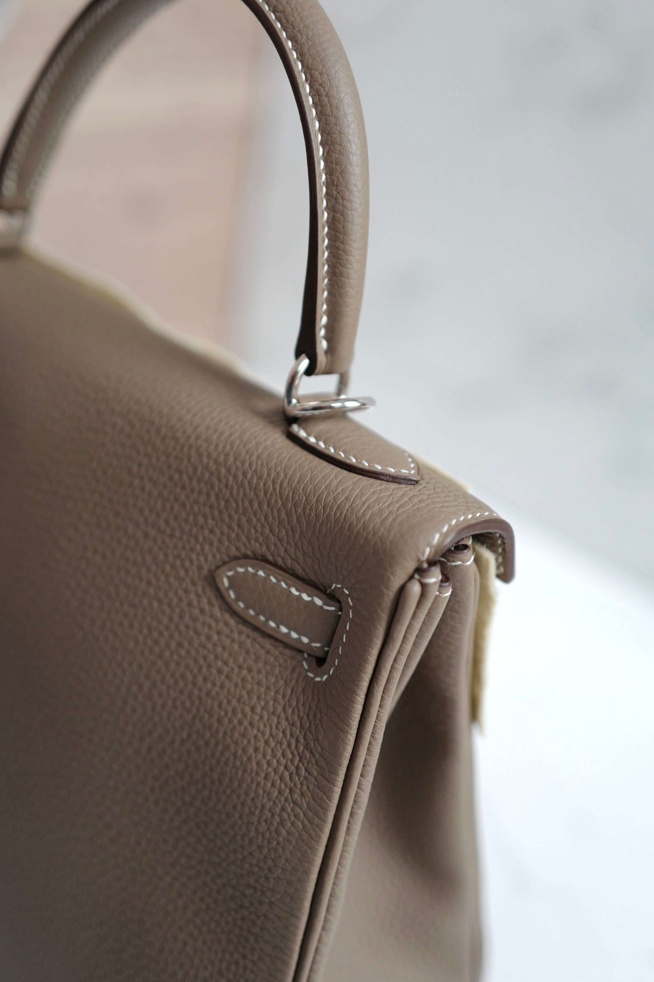 BNIB Hermes Kelly 25 Etoupe Togo Retourne Palladium HW Y 2020 NEW