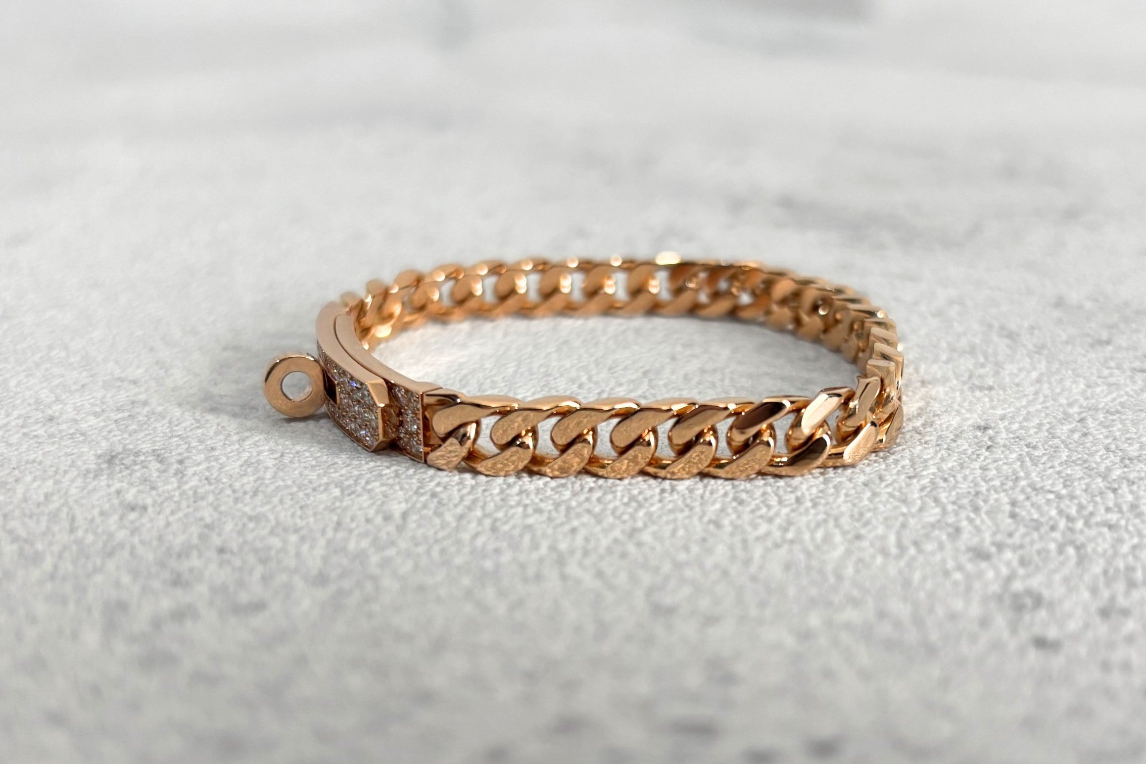NEW Hermes Kelly Gourmette Bracelet Rose Gold 750 Diamond 0.90ct ST