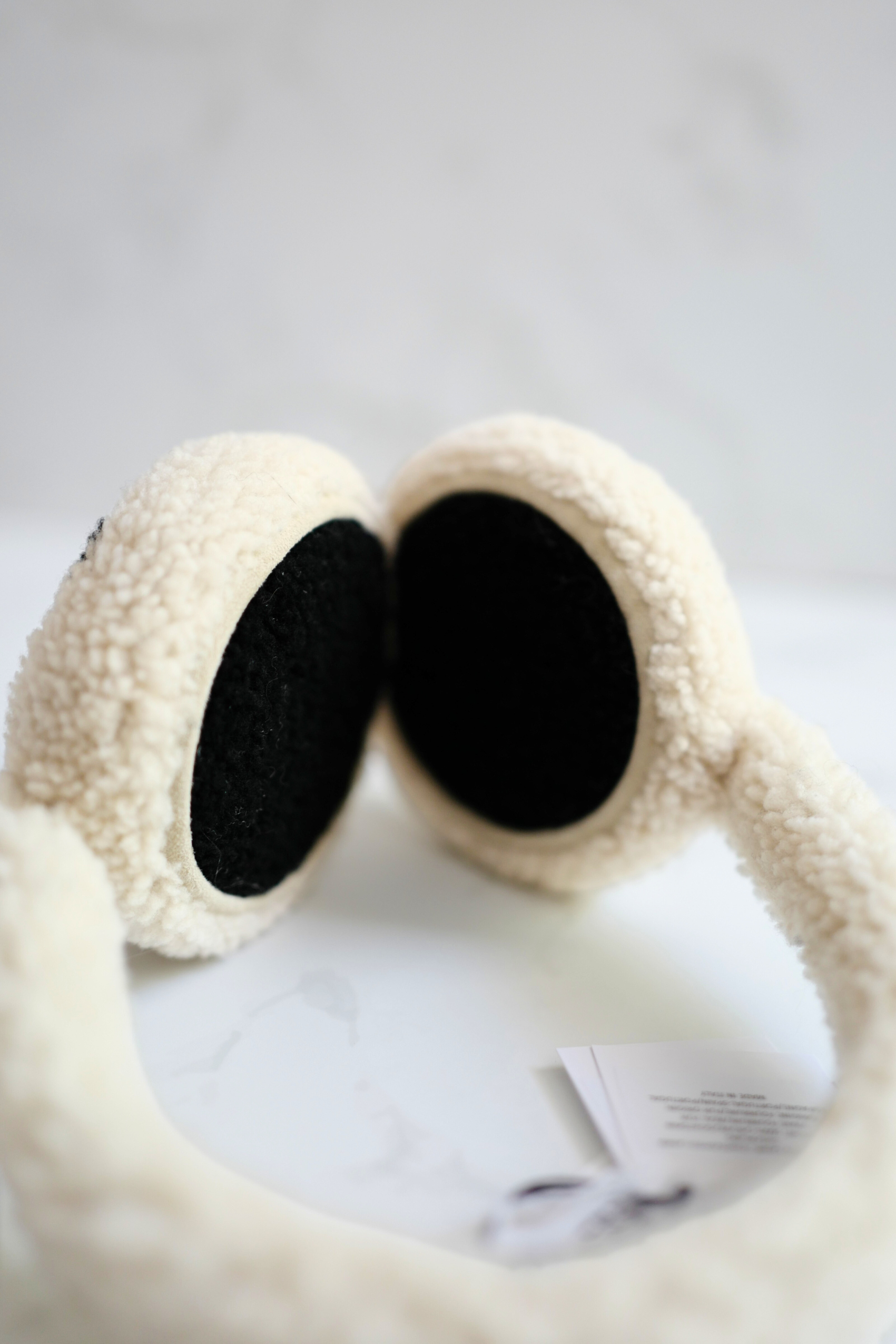 BNIB Chanel CC Earmuffs in Shearling Wool Ecru/Black