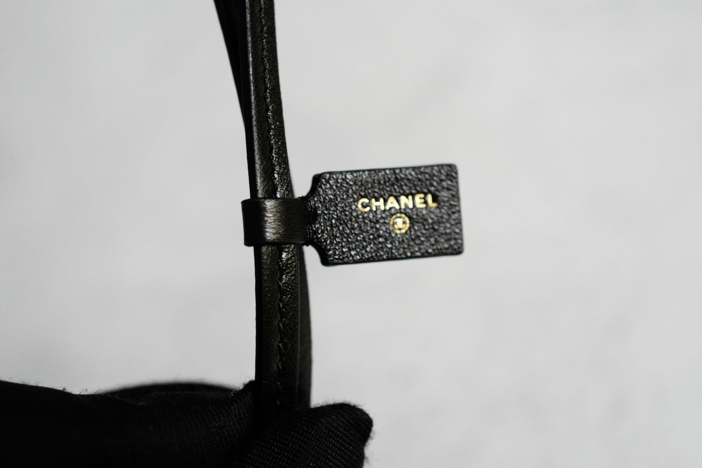 Chanel 26M Coco Beach Bag Charm Black/White/Brown Lambskin Leather