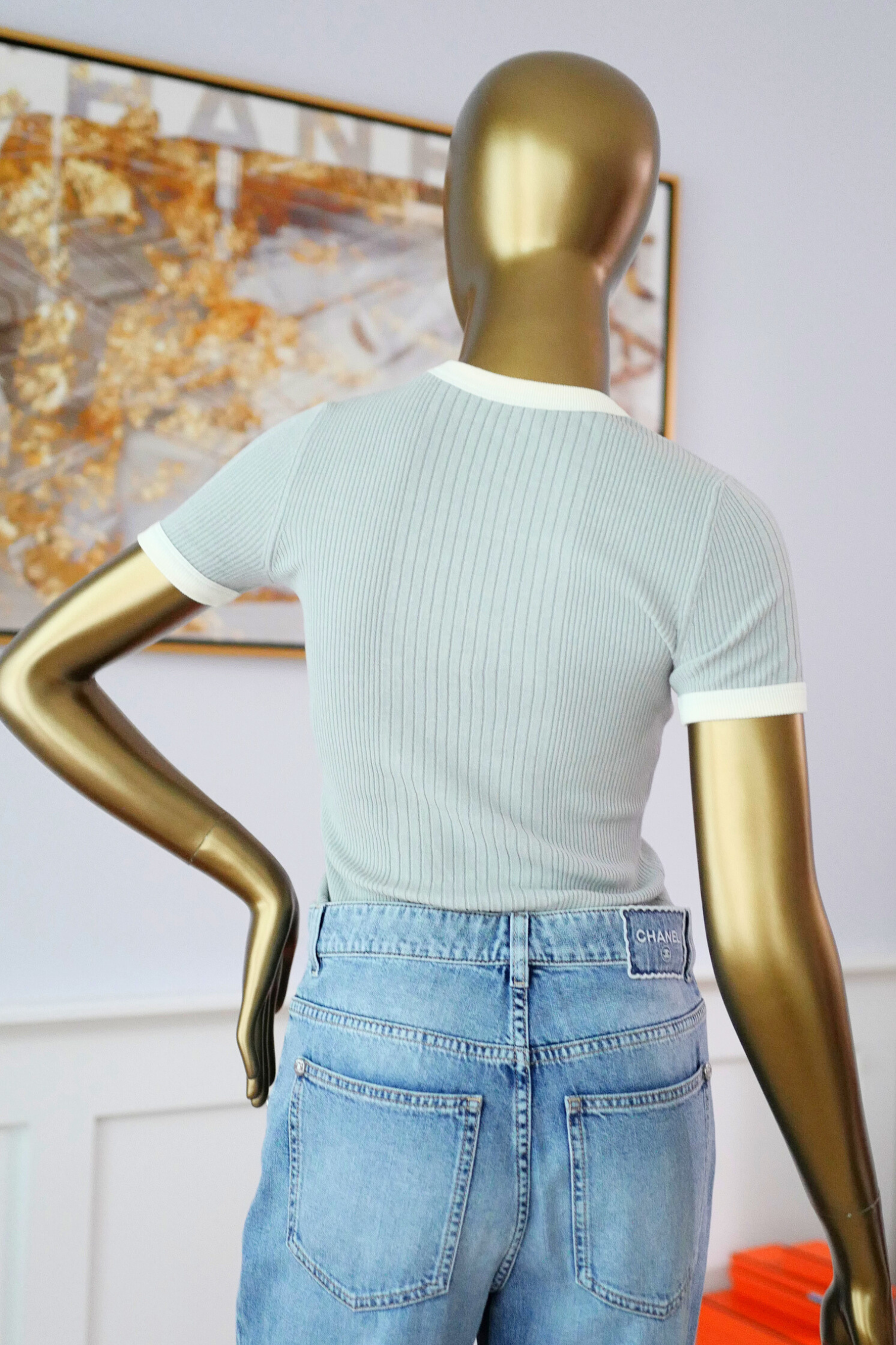 NEW Chanel Coco Beach 2025 Collection T-Shirt Grey size 34