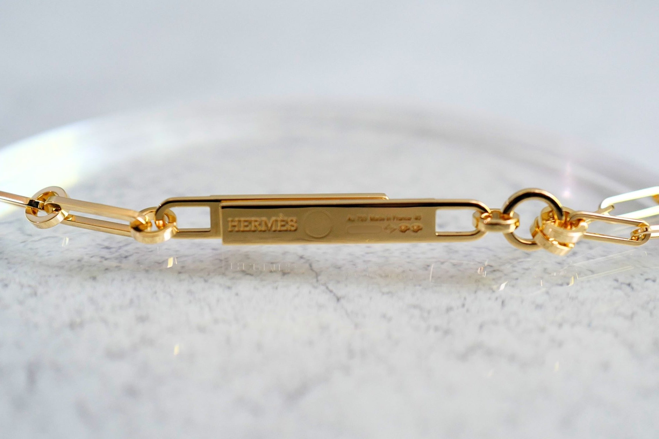 Hermès Kelly Chaine Lariat Necklace 18K Yellow Gold 41 Diamonds Size 40