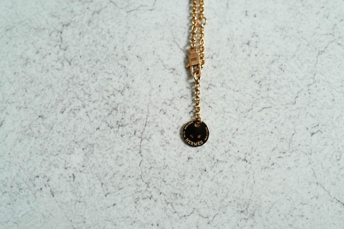 New Hermes Kelly Clochette Necklace pm dia 18k Rose Gold With Diamonds $11K