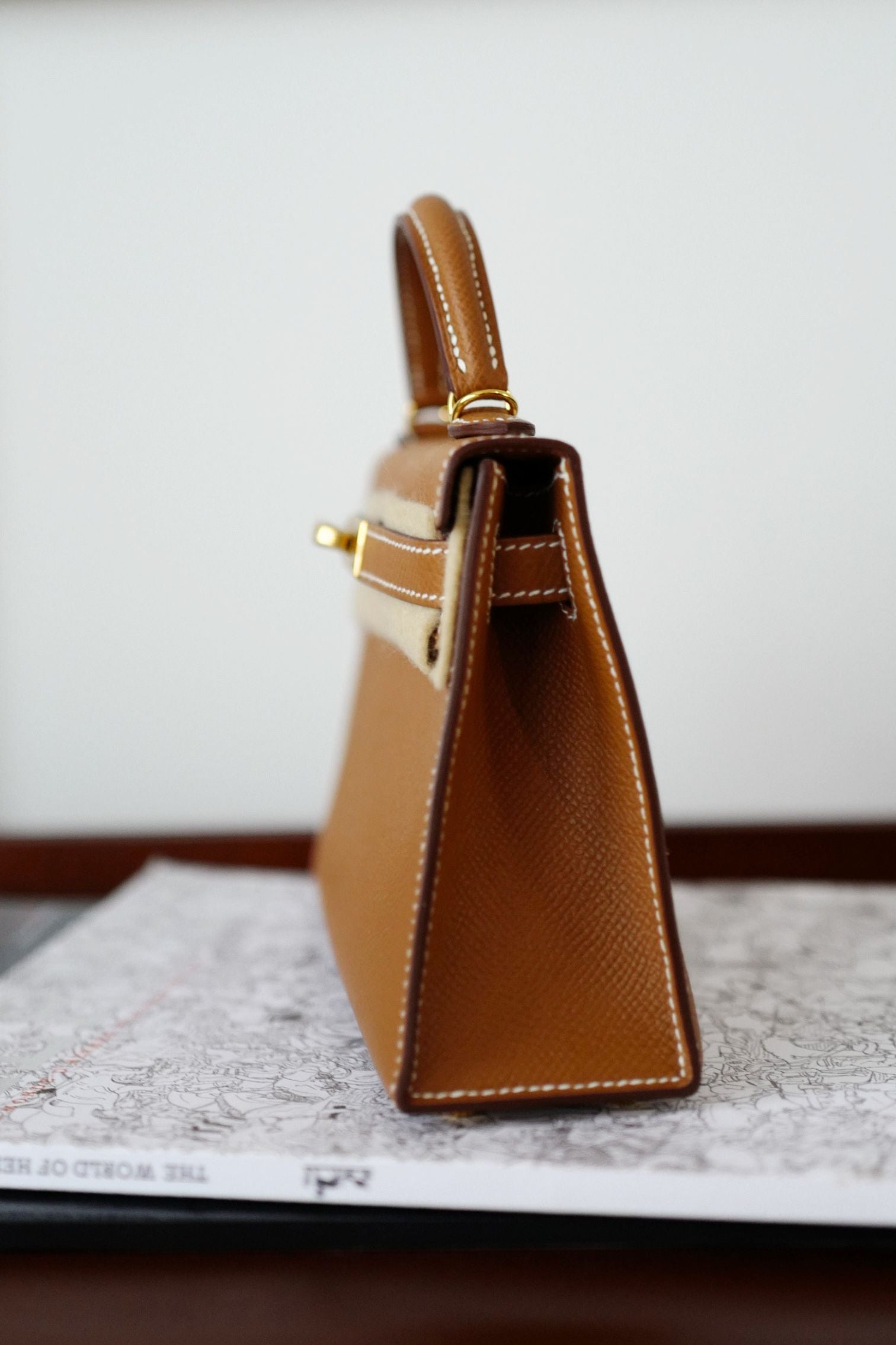NEW Hermes Mini Kelly Gold Epsom Calfskin Gold Hardware