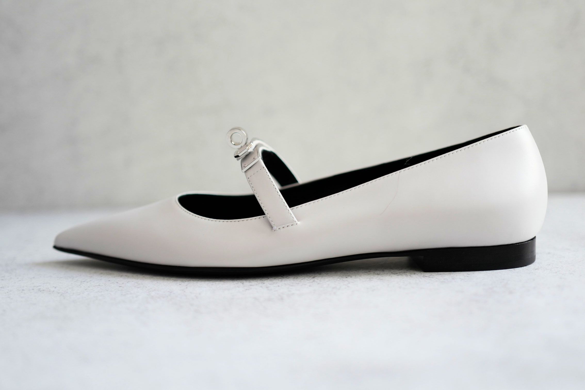 Hermès Kelly Ballet Flats Gris Clair Calfskin Leather Size 38
