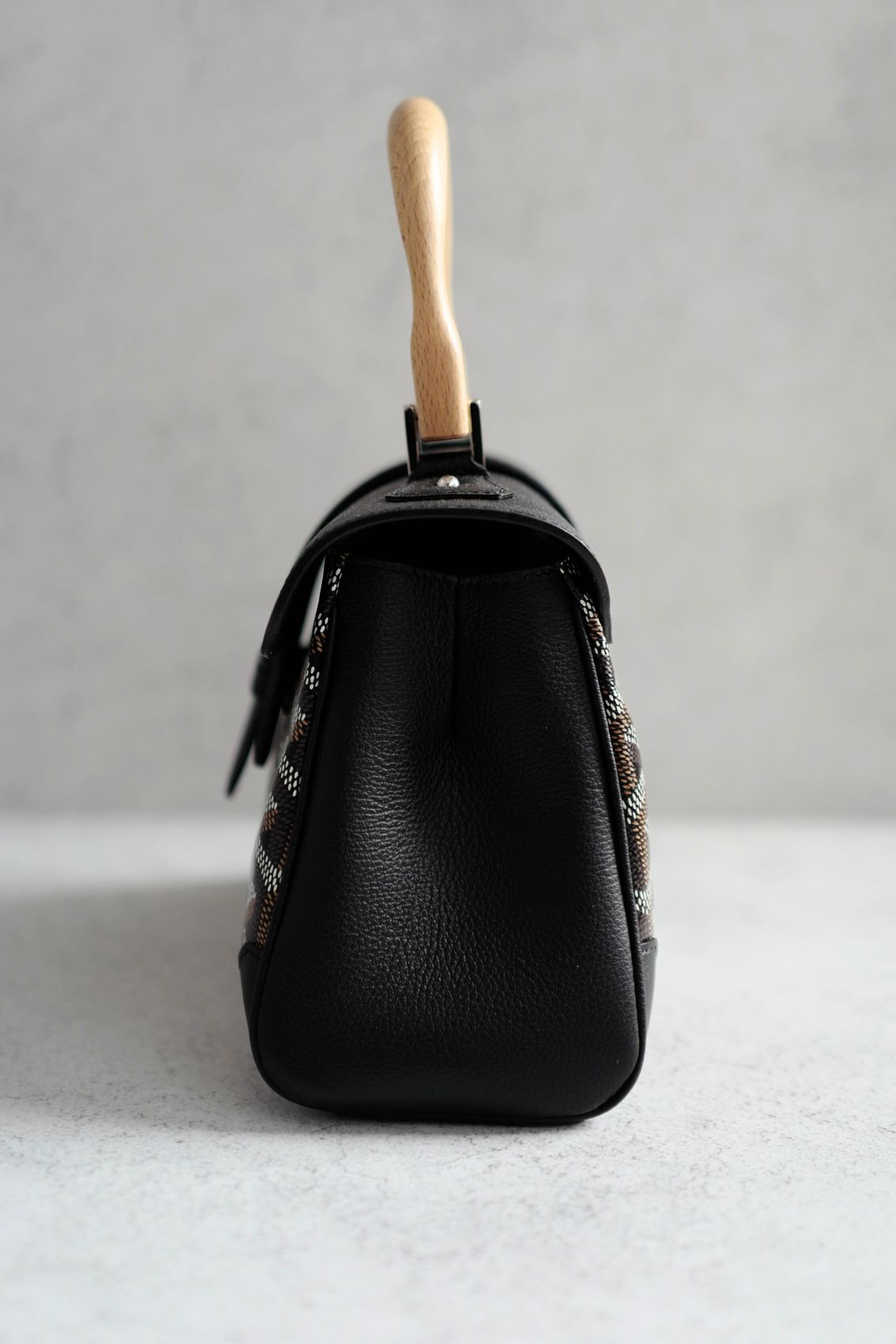 NEW Goyard Saigon Souple Mini Bag in Black Palladium HW with Beech Handle