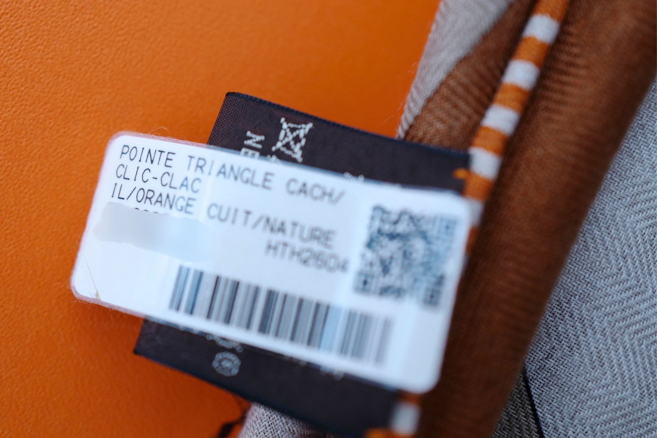 Hermès Clic-Clac Triangle Scarf Orange Cuit /Naturel/Caramel Cashmere Silk
