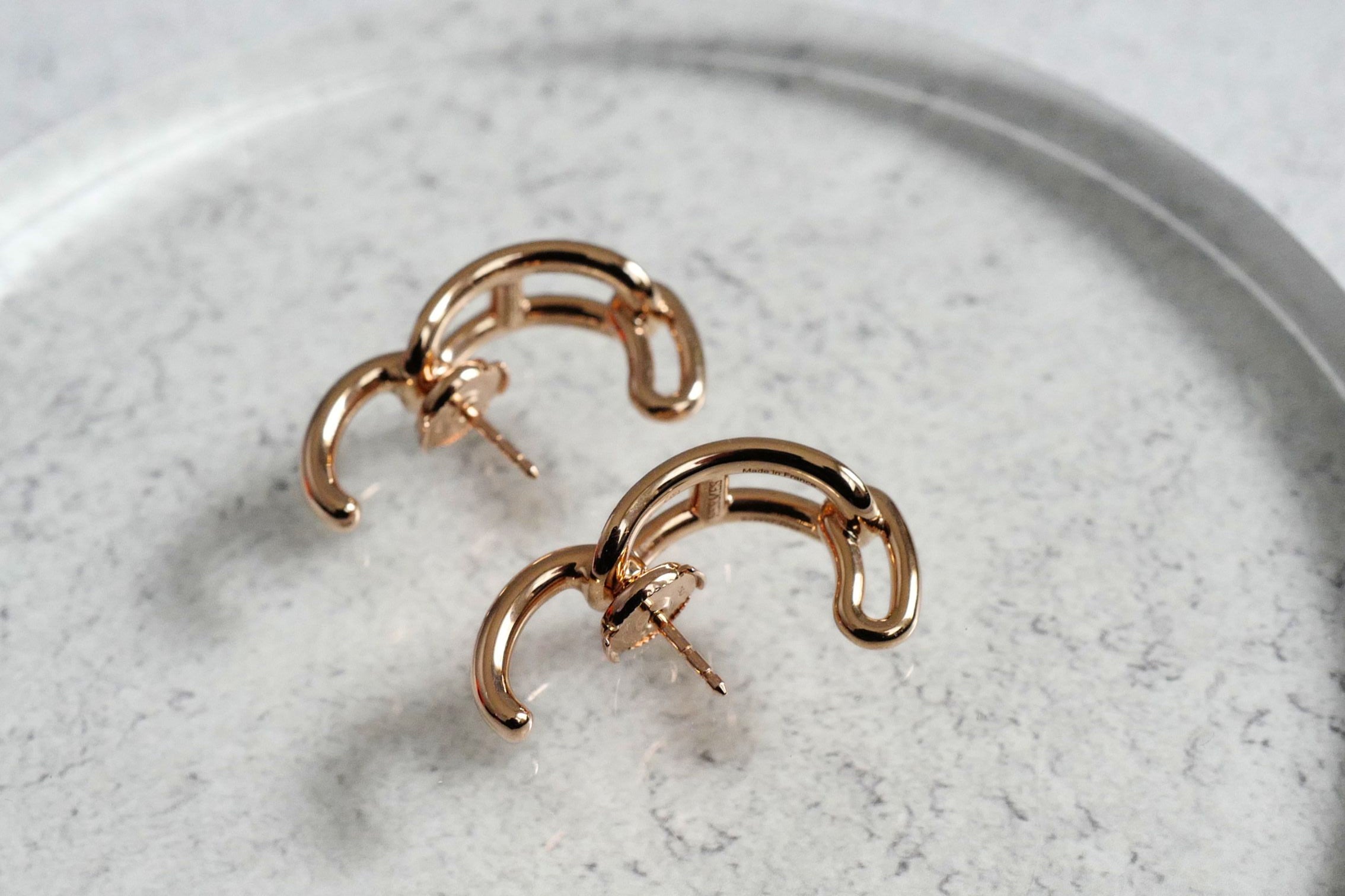 Hermès Adage Earrings 18K Rose Gold 62 Diamond Pavé