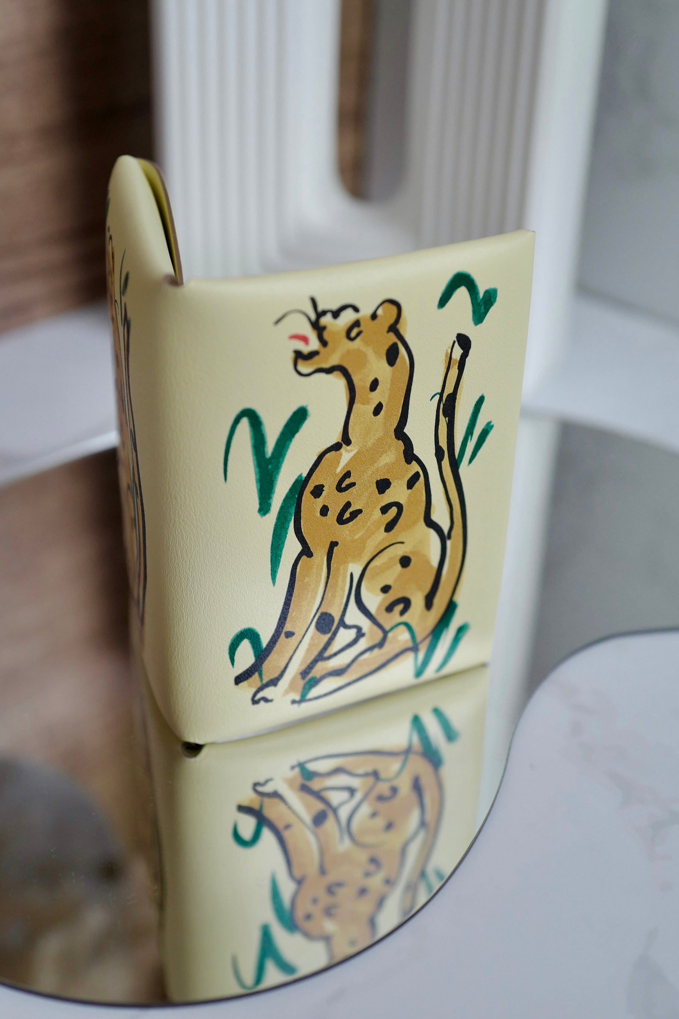 BNIB Hermes Calvi Duo in Spring Panther Veau Swift Card Holder PHW