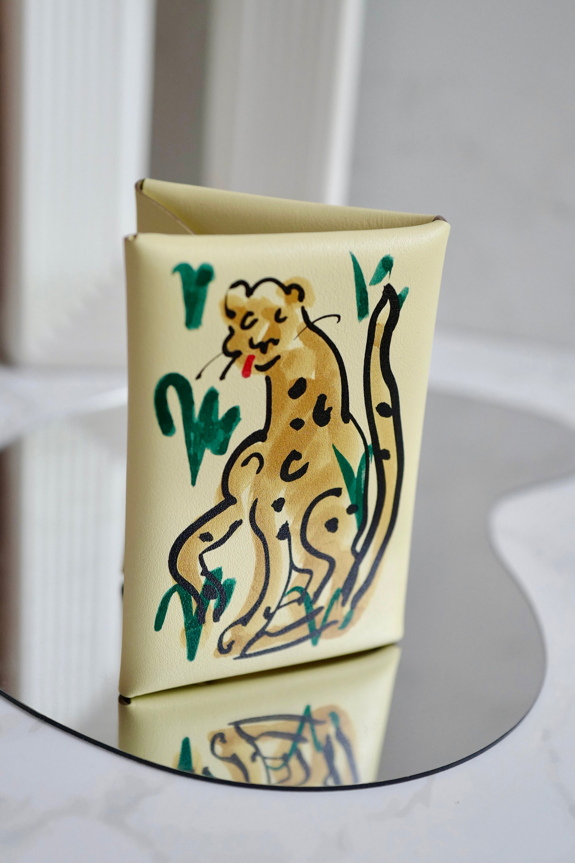 BNIB Hermes Calvi Duo in Spring Panther Veau Swift Card Holder PHW