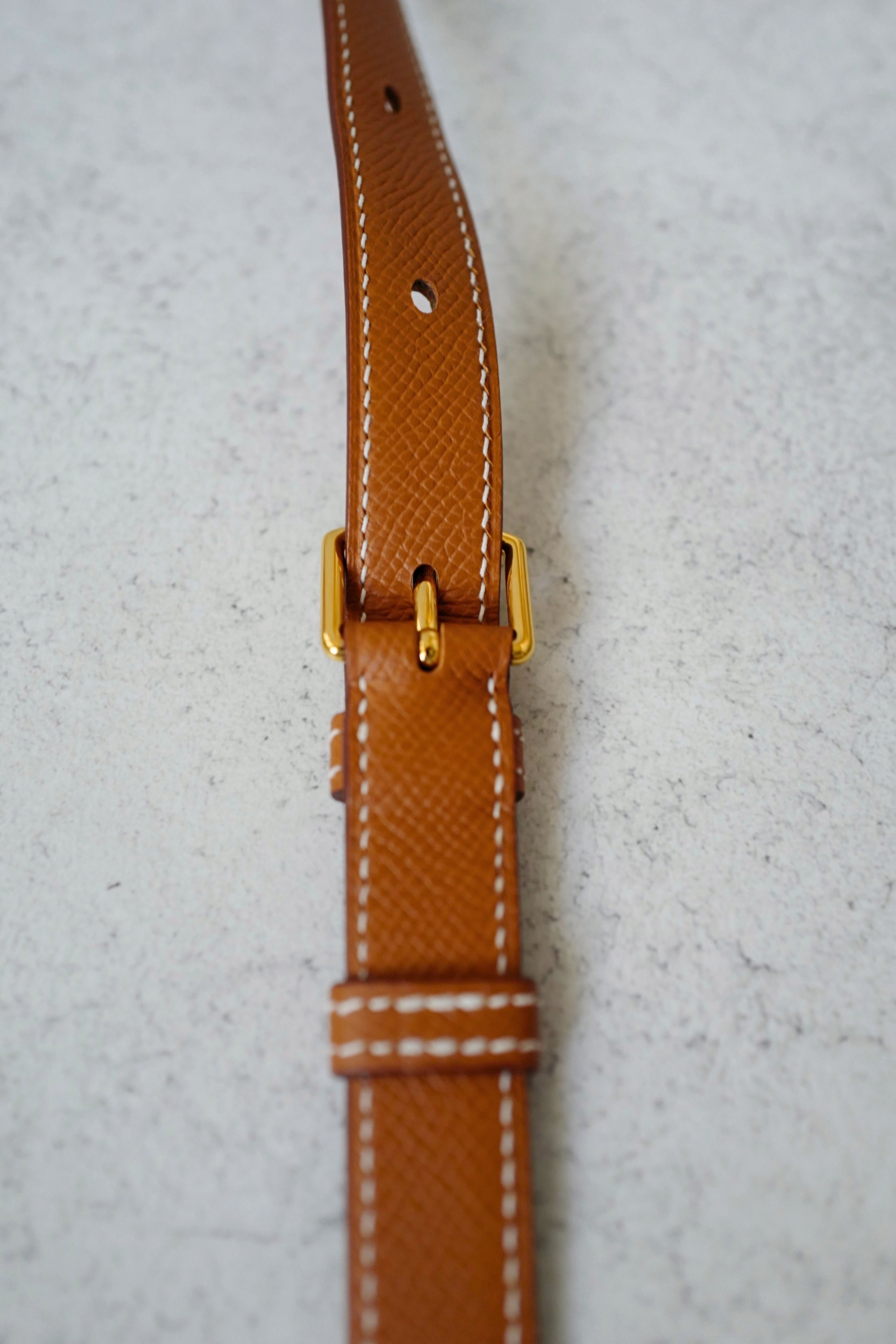 NEW Hermès Adjustable Strap 20mm 85-105 cm Bag Strap Gold Epsom Leather Gold HW