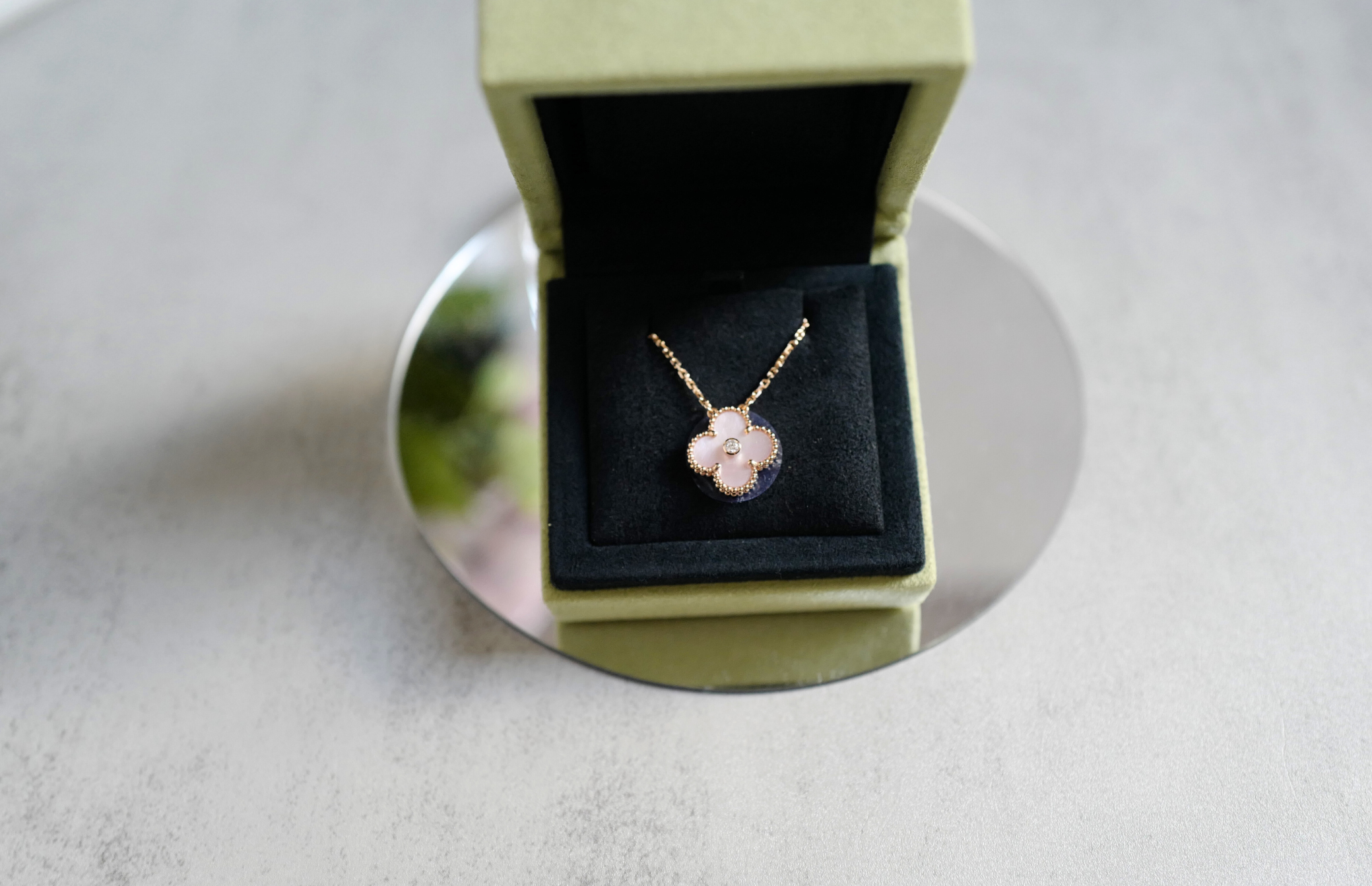 Van Cleef & Arpels 2025 Holiday Alhambra Pendant Pink MOP & Rose Gold