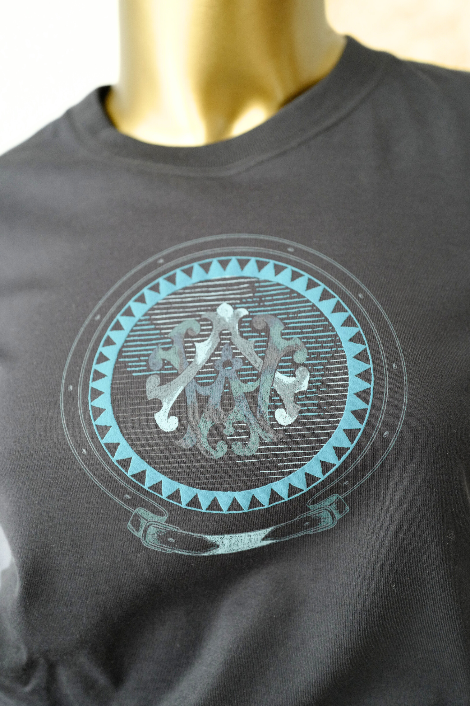 New Hermès Women’s Printed Straight T-Shirt Bleu Noir Size 36