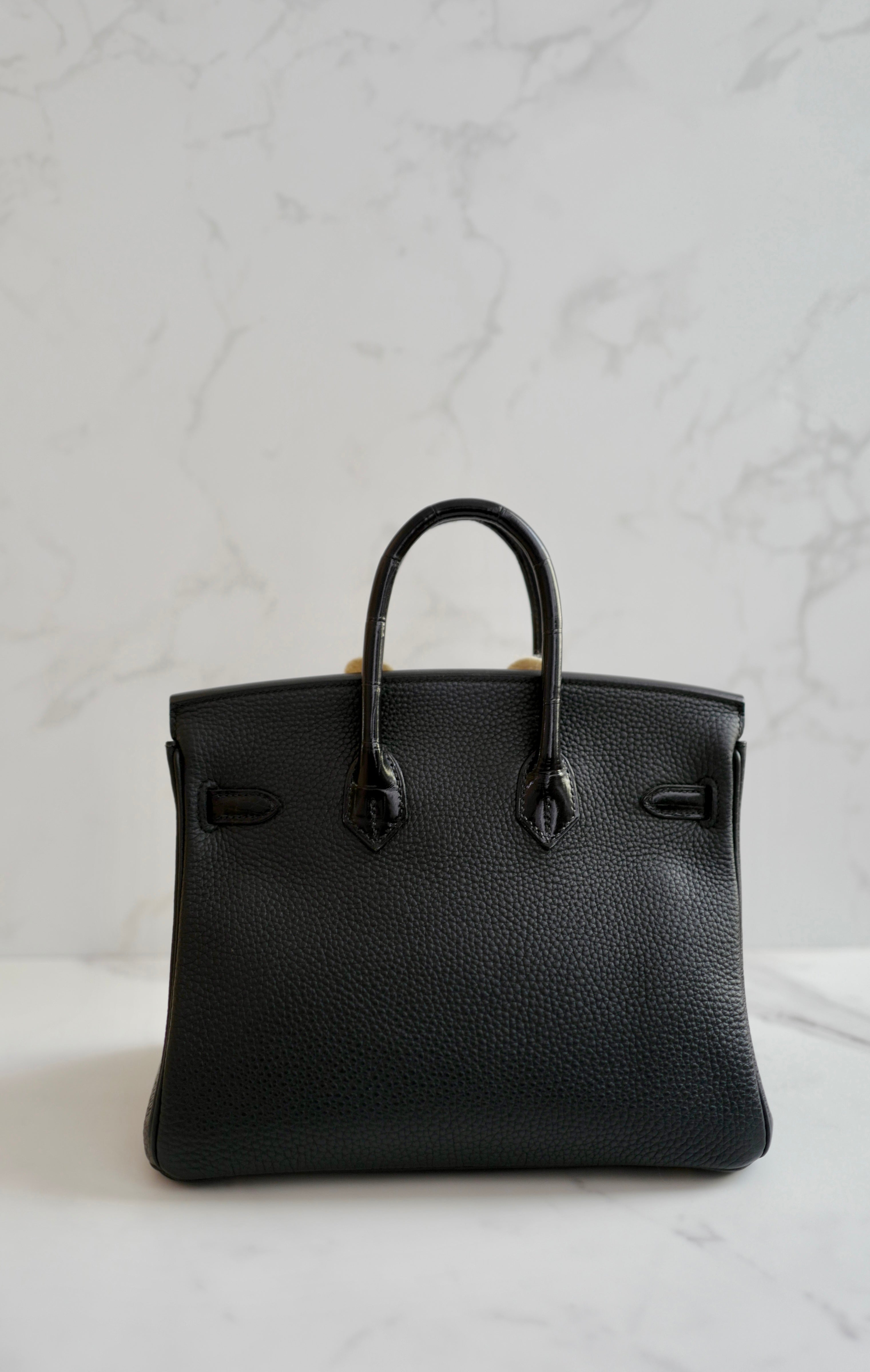 Hermes Birkin 25 touch shiny niloticus in noir/black gold hw Complete with Receipt