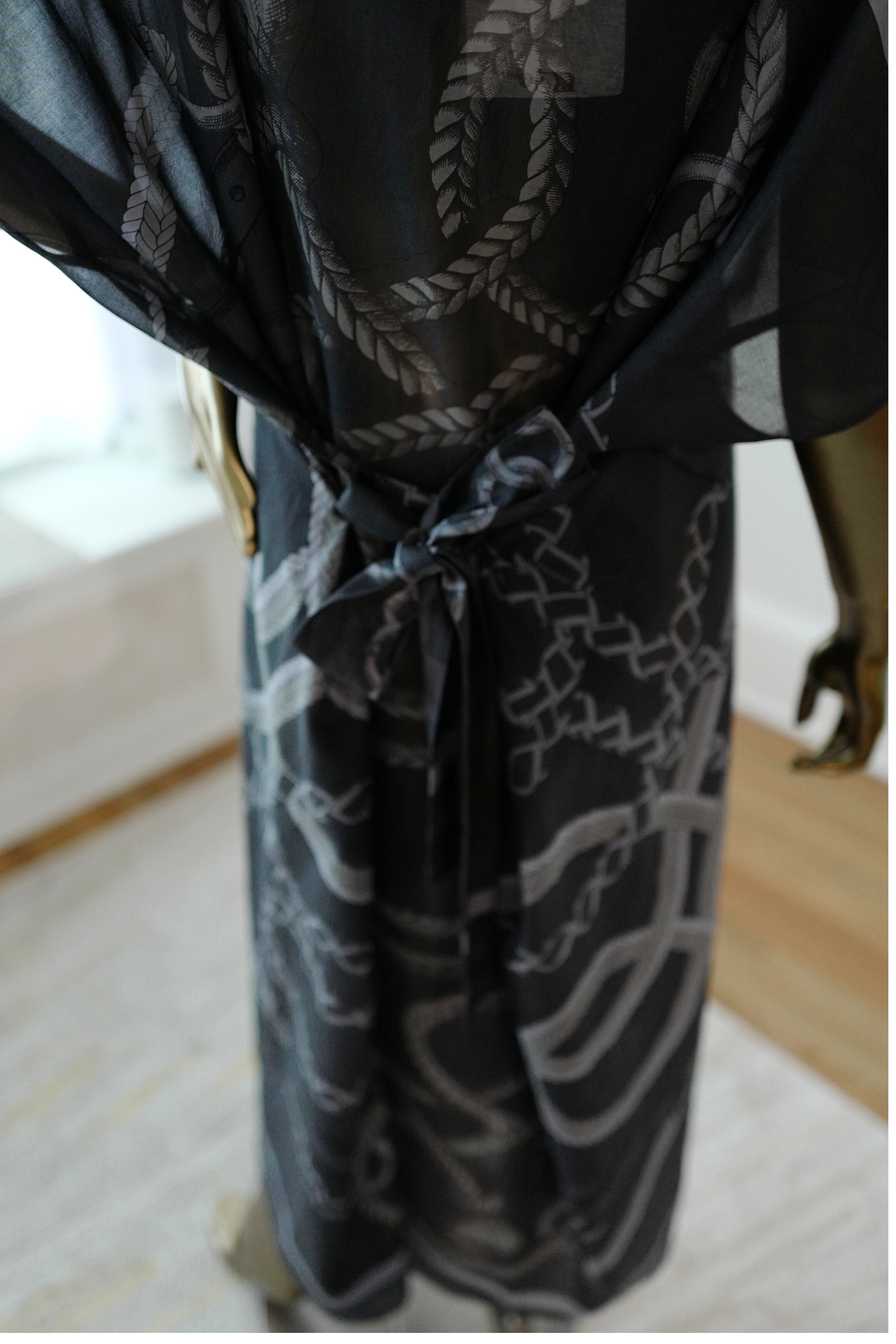 NEW Hermès Palefroi Remix Maxi Caftan Dress Gris Charbon Size 36 Beachwear