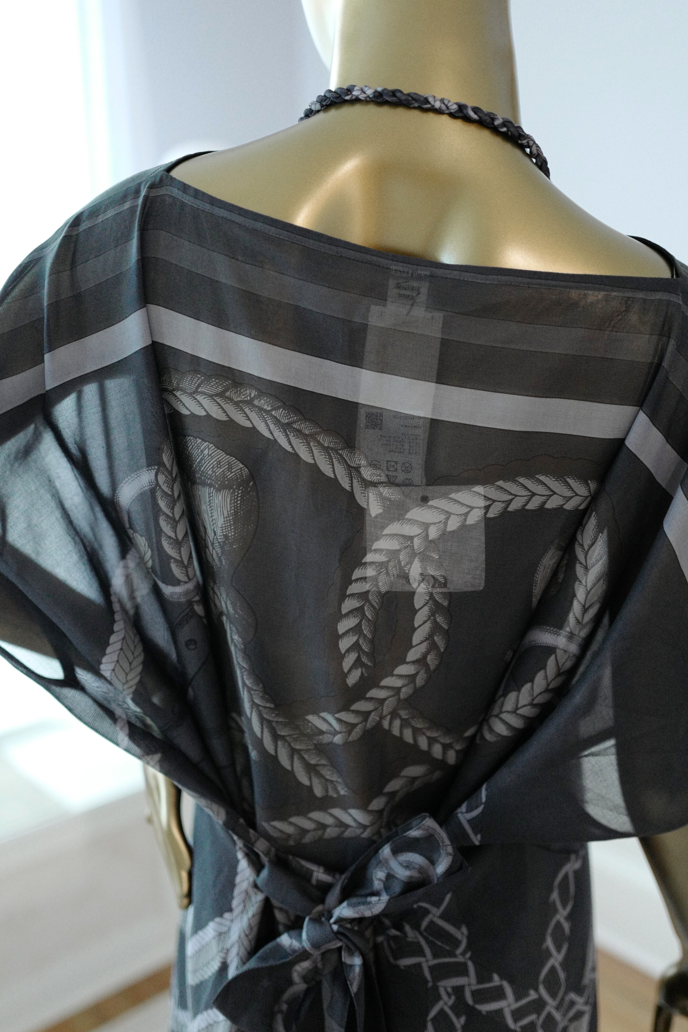 NEW Hermès Palefroi Remix Maxi Caftan Dress Gris Charbon Size 36 Beachwear