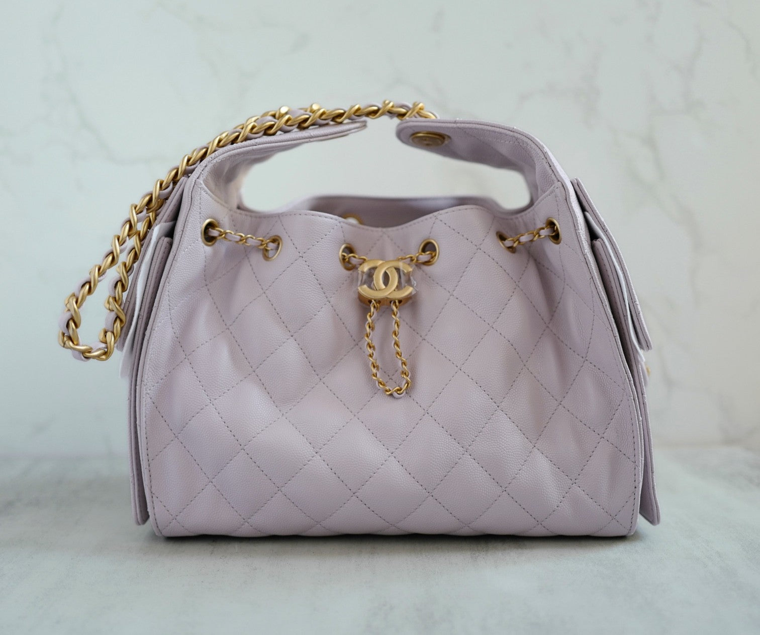 BNIB Chanel 25K Small Hobo Bag Lilac Grained Calfskin with Gold Hardware