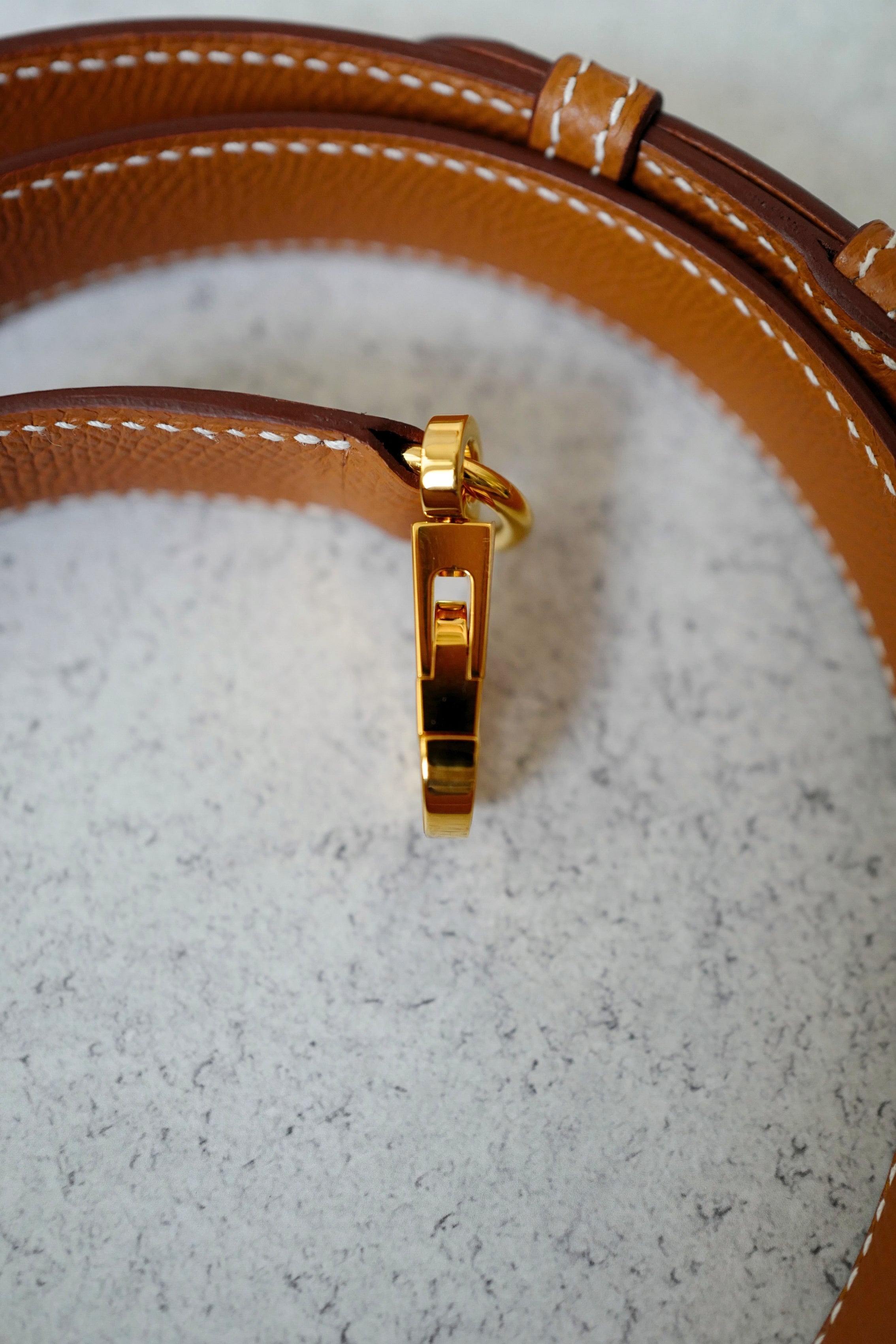 NEW Hermès Adjustable Strap 20mm 85-105 cm Bag Strap Gold Epsom Leather Gold HW