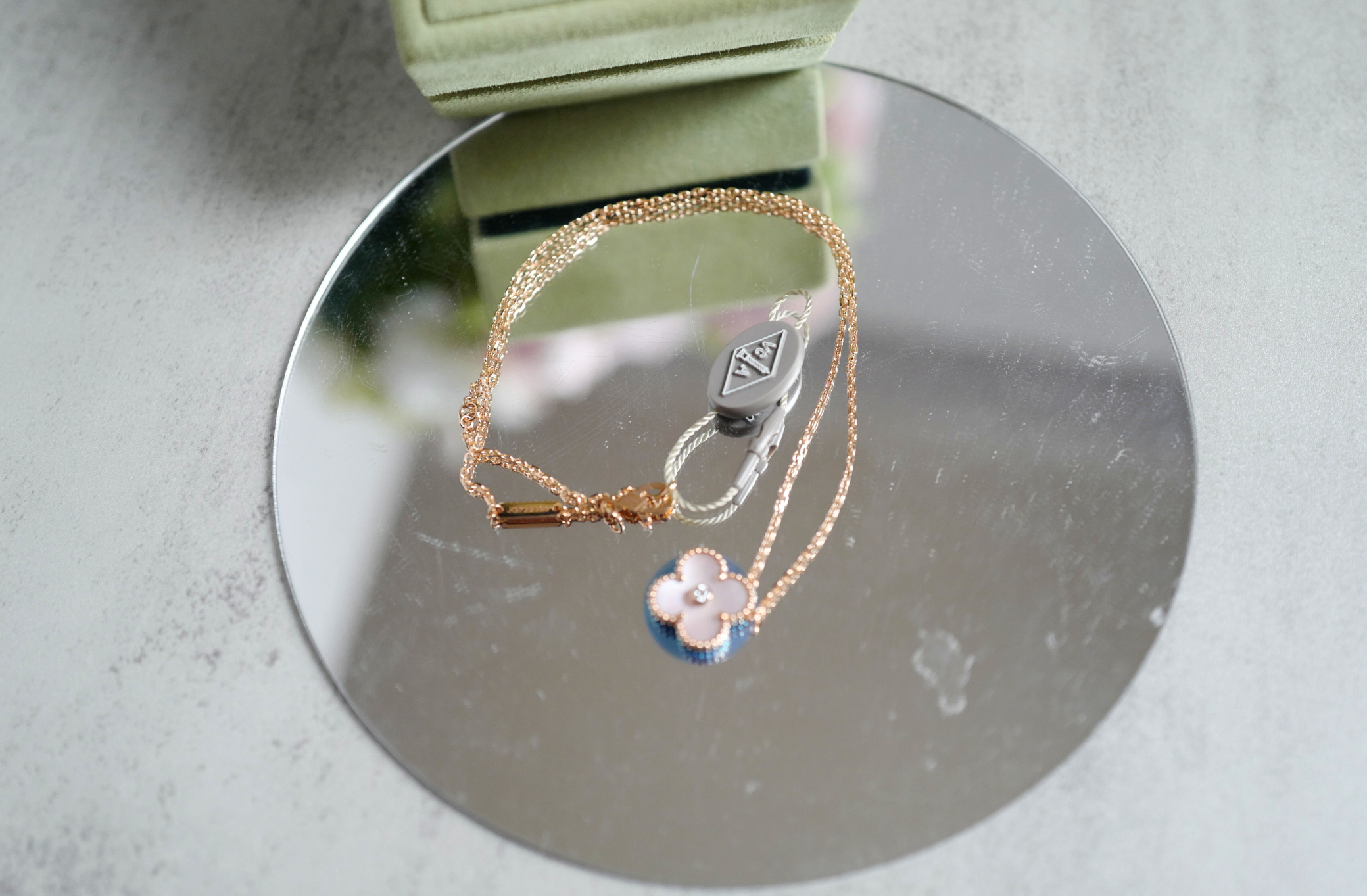 Van Cleef & Arpels 2025 Holiday Alhambra Pendant Pink MOP & Rose Gold