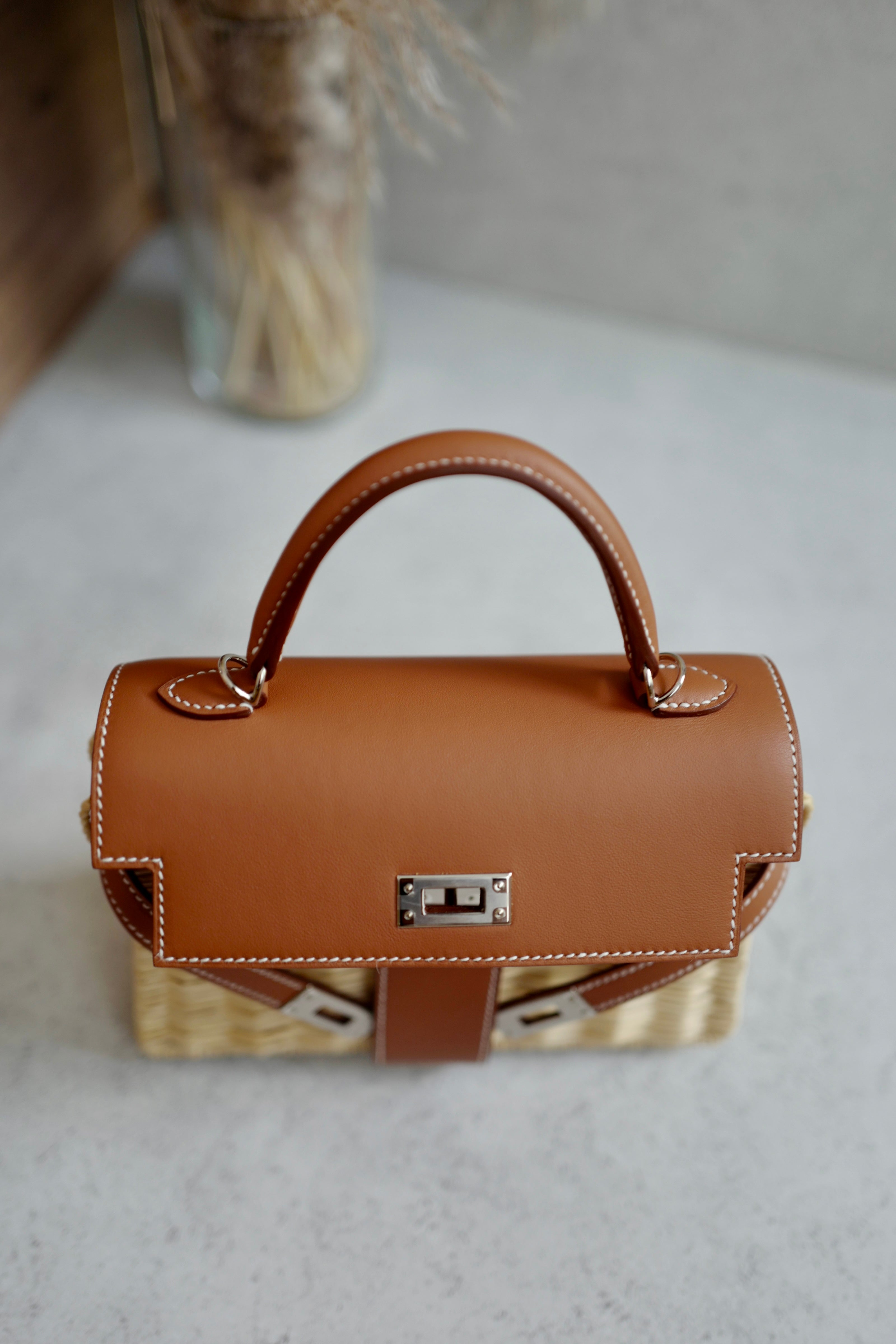 BNIB Hermes Mini Kelly Picnic Gold w Palladium Hardware Complete W Receipt