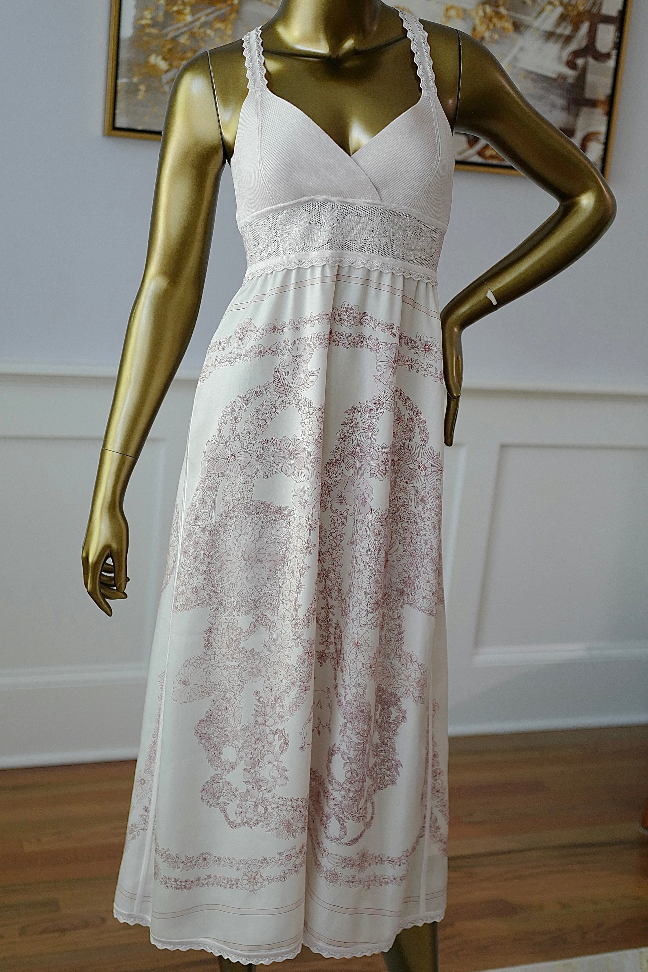 NEW Hermes “Brides de Gala en Fleurs” inspi Twillaine Silk Dress size 36
