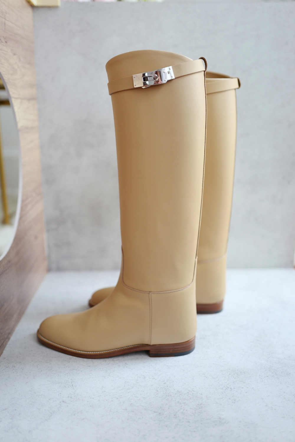 BNIB Hermes Jumping Boot Beige Natura Size 38