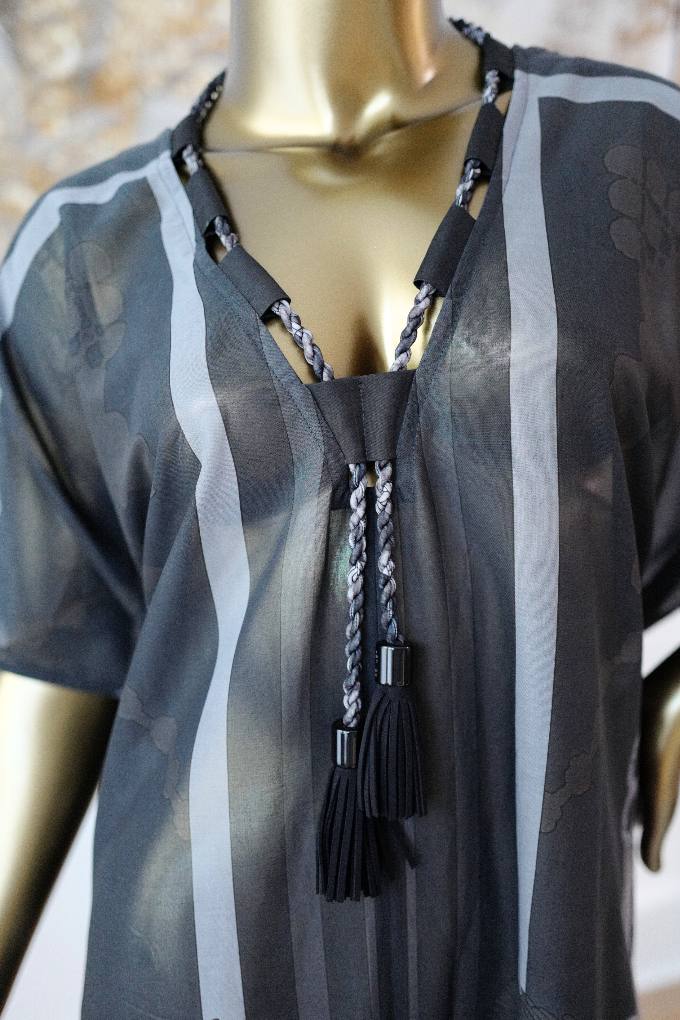 NEW Hermès Palefroi Remix Maxi Caftan Dress Gris Charbon Size 36 Beachwear