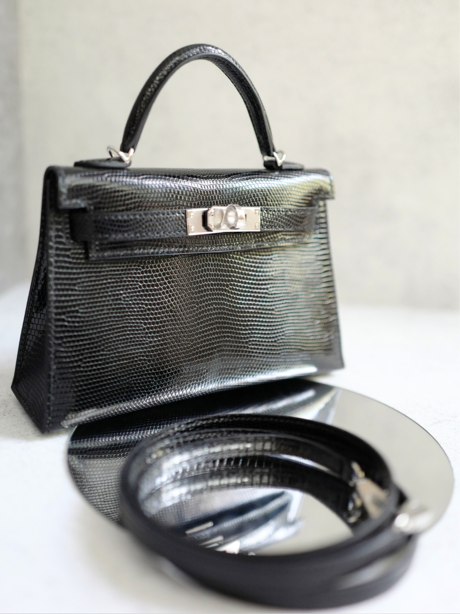 BNIB Hermès Mini Kelly 20 Noir Black Lizard Palladium Hardware Stamp W 2025