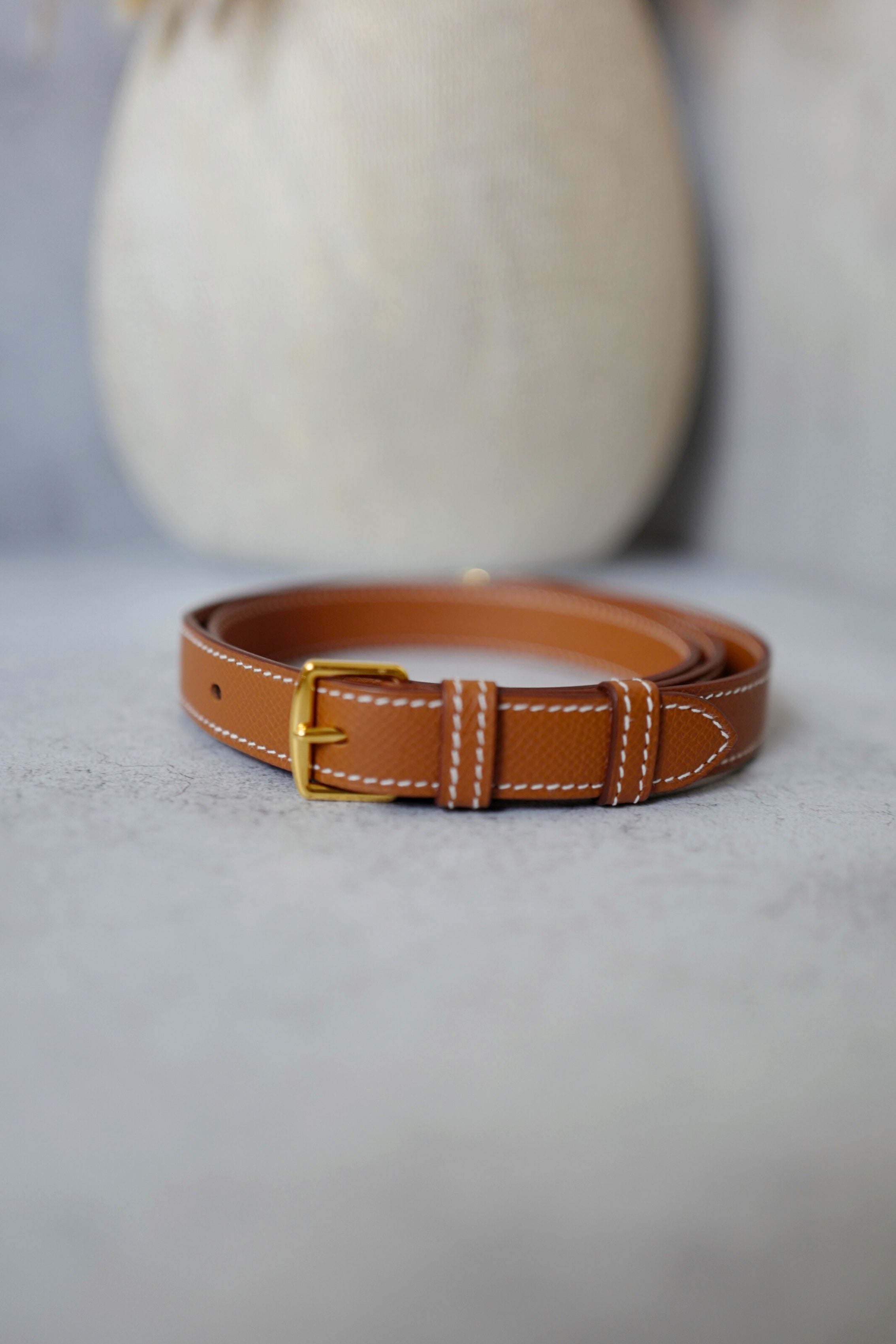 NEW Hermès Adjustable Strap 20mm 85-105 cm Bag Strap Gold Epsom Leather Gold HW
