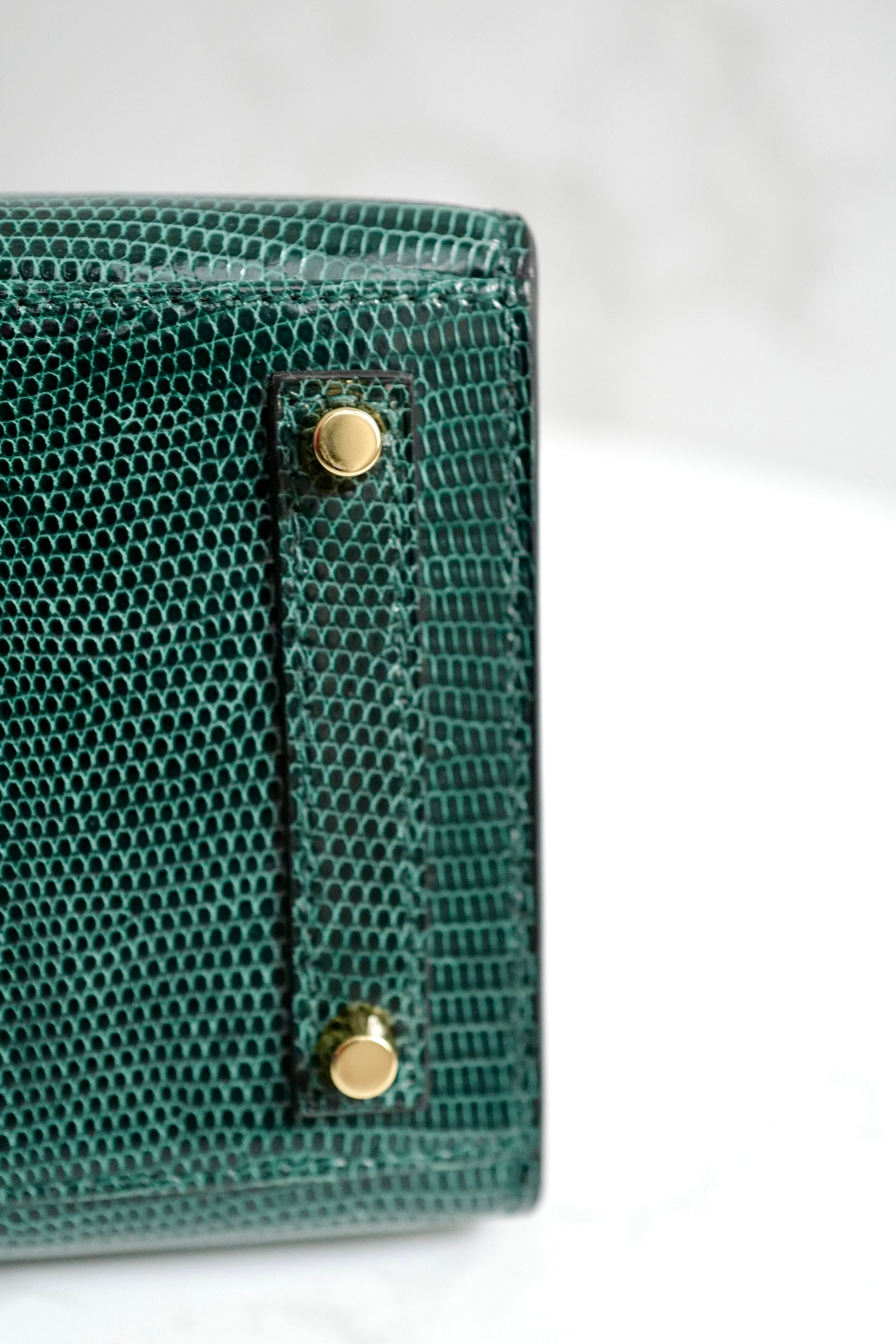Hermes BIRKIN 20 Lizard Lisse in Vert Cypress Gold Hardware