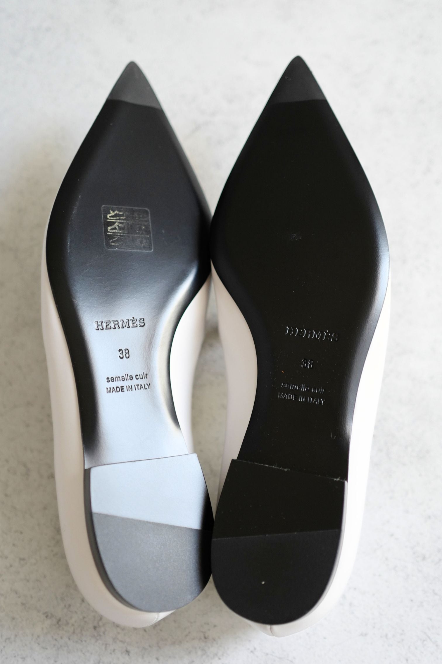Hermès Kelly Ballet Flats Gris Clair Calfskin Leather Size 38