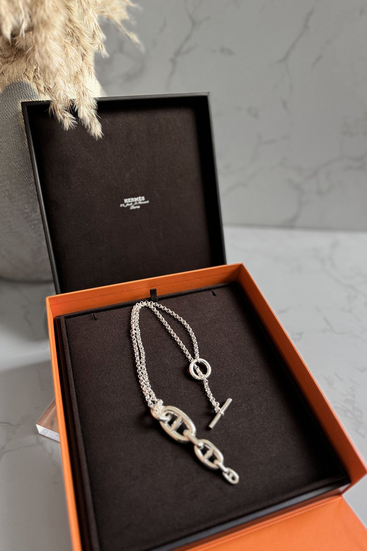 Hermes Chaine d'ancre Necklace Silver Enchainee pendant