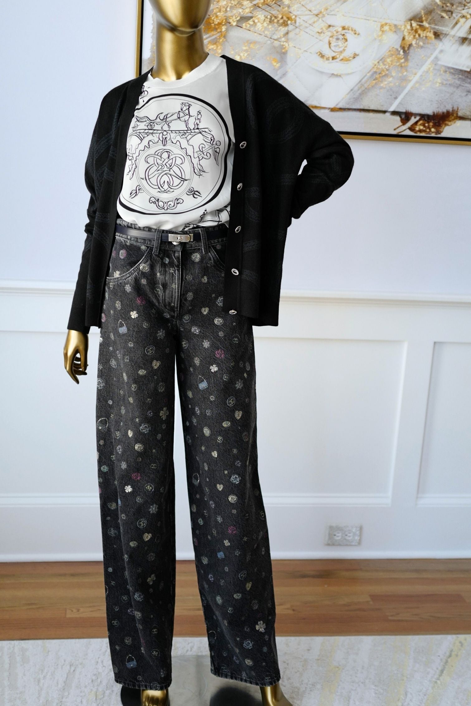 Hermès Palefroi Double Face Knit Cardigan Noir Cashmere Silk Size 36